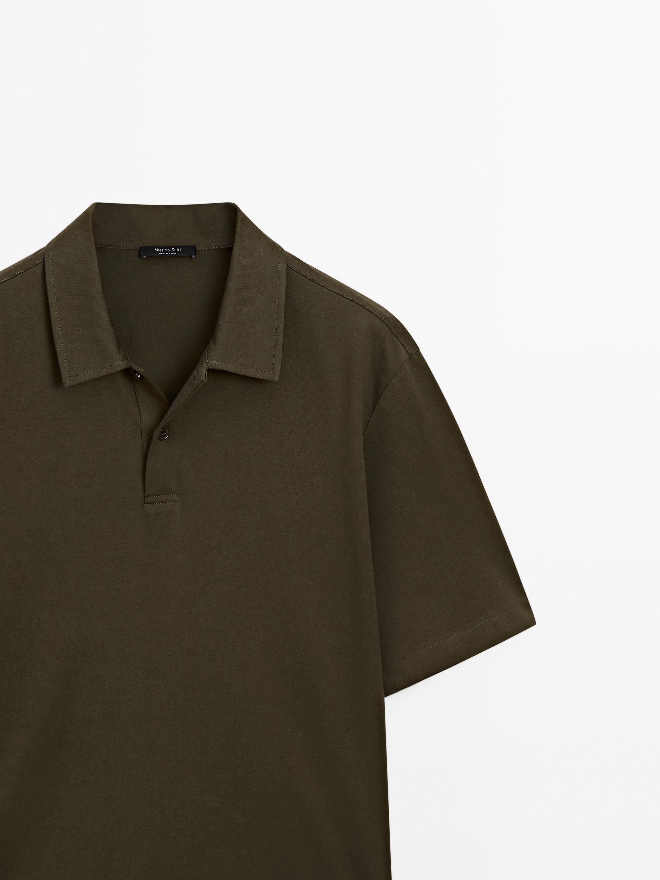 Slim fit cotton blend polo shirt