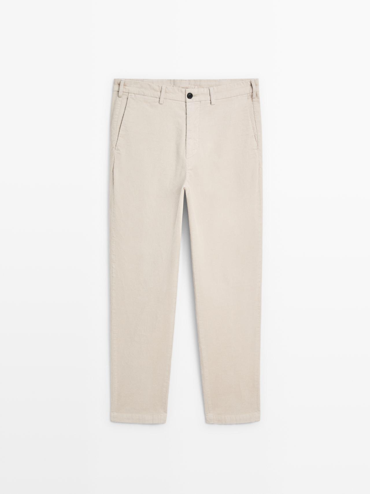 Massimo Dutti - Herre - Slim Fit Bukser I Jernbanefløjl - Beige - 46