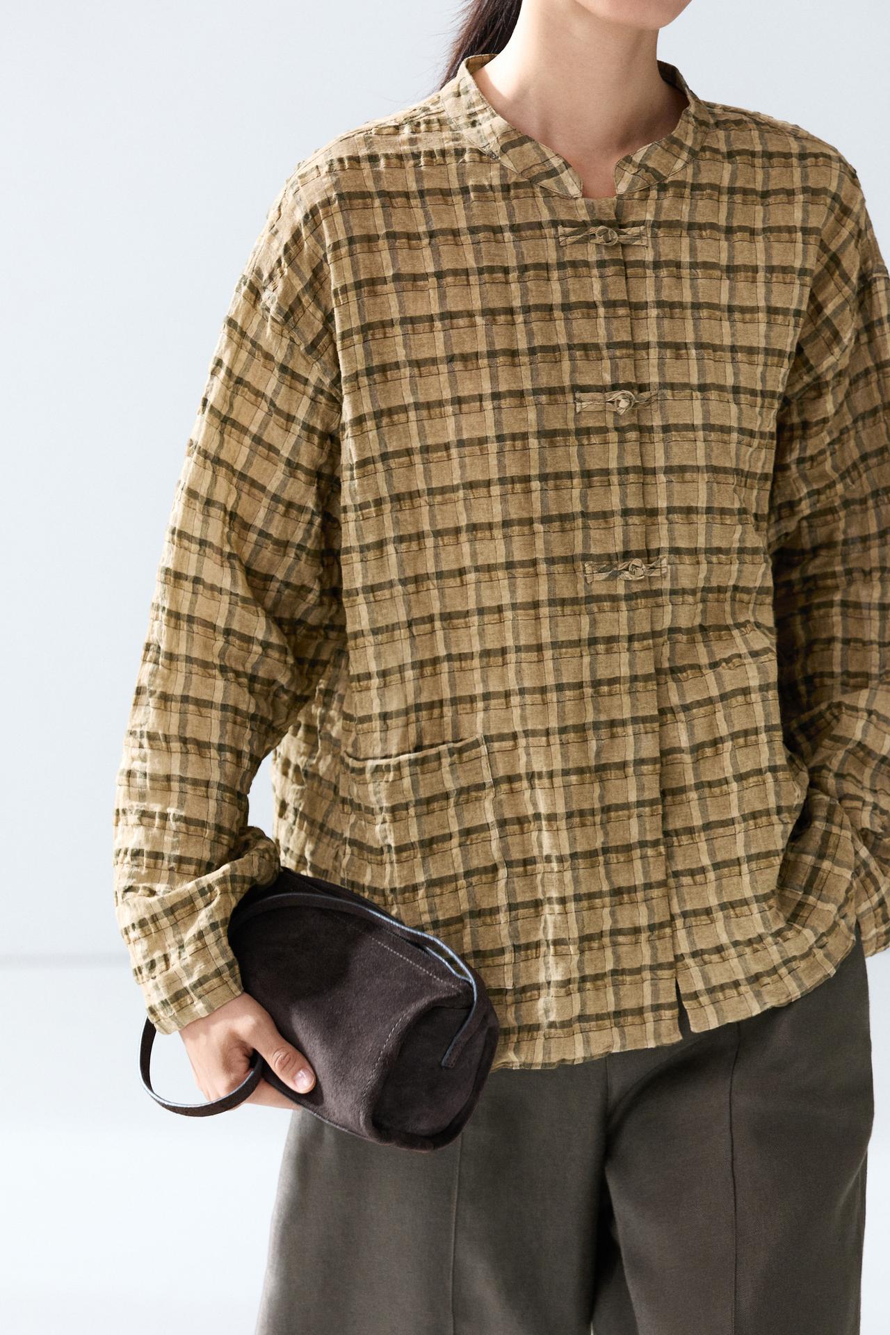Flowing checkered shirt — MUSTARD YELLOW