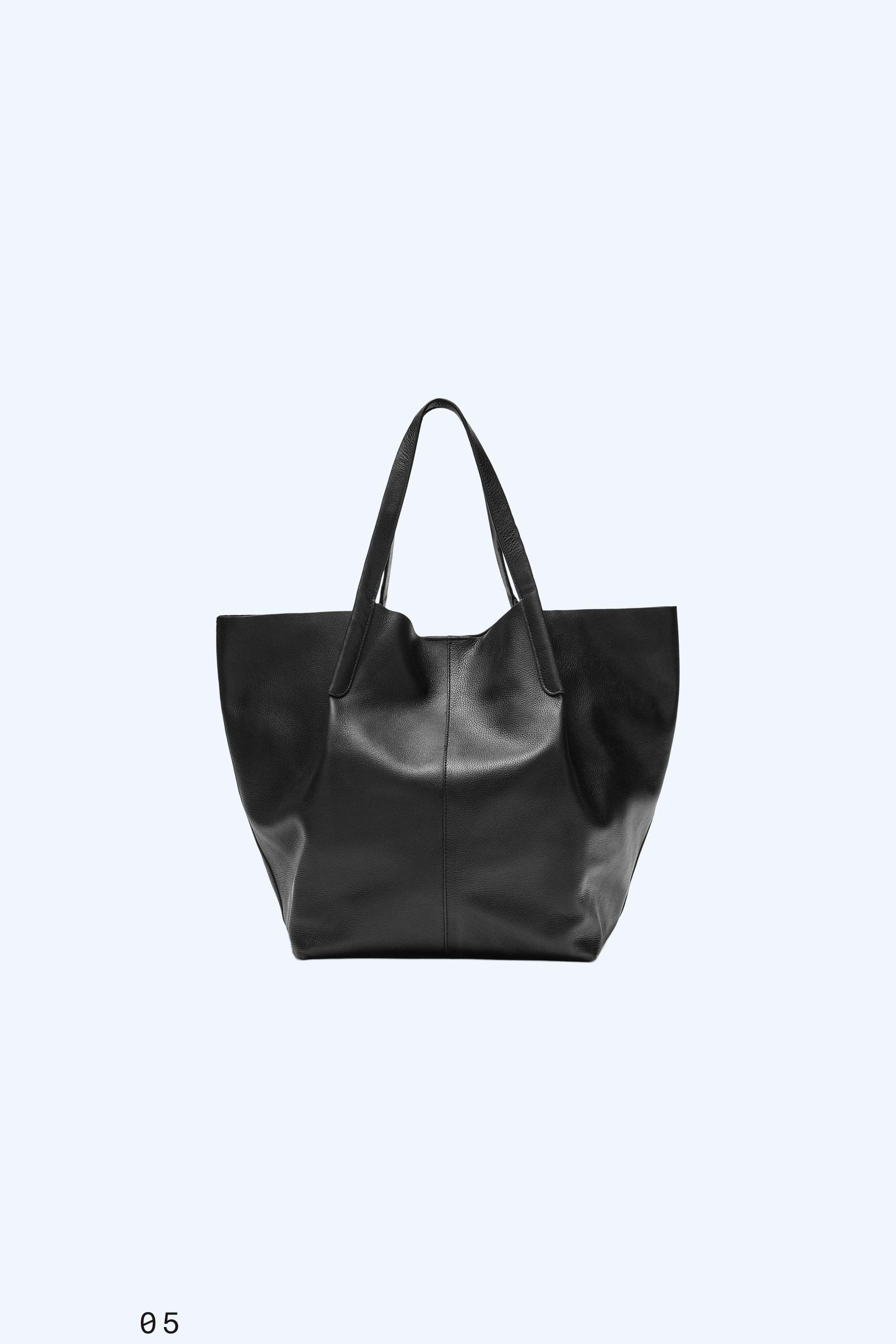 Nappa leather tote bag — BLACK