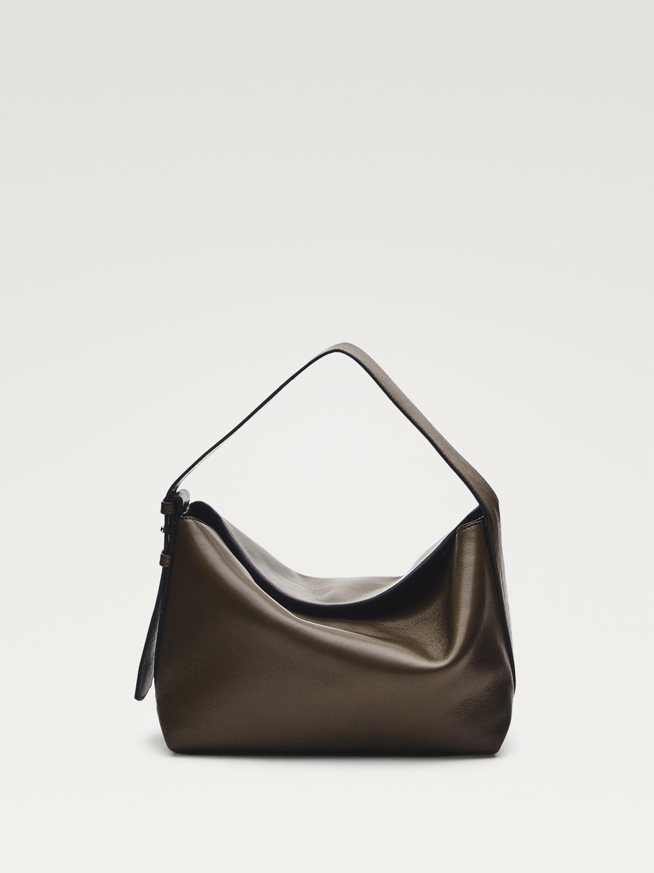 Small nappa leather shoulder bag — KHAKI