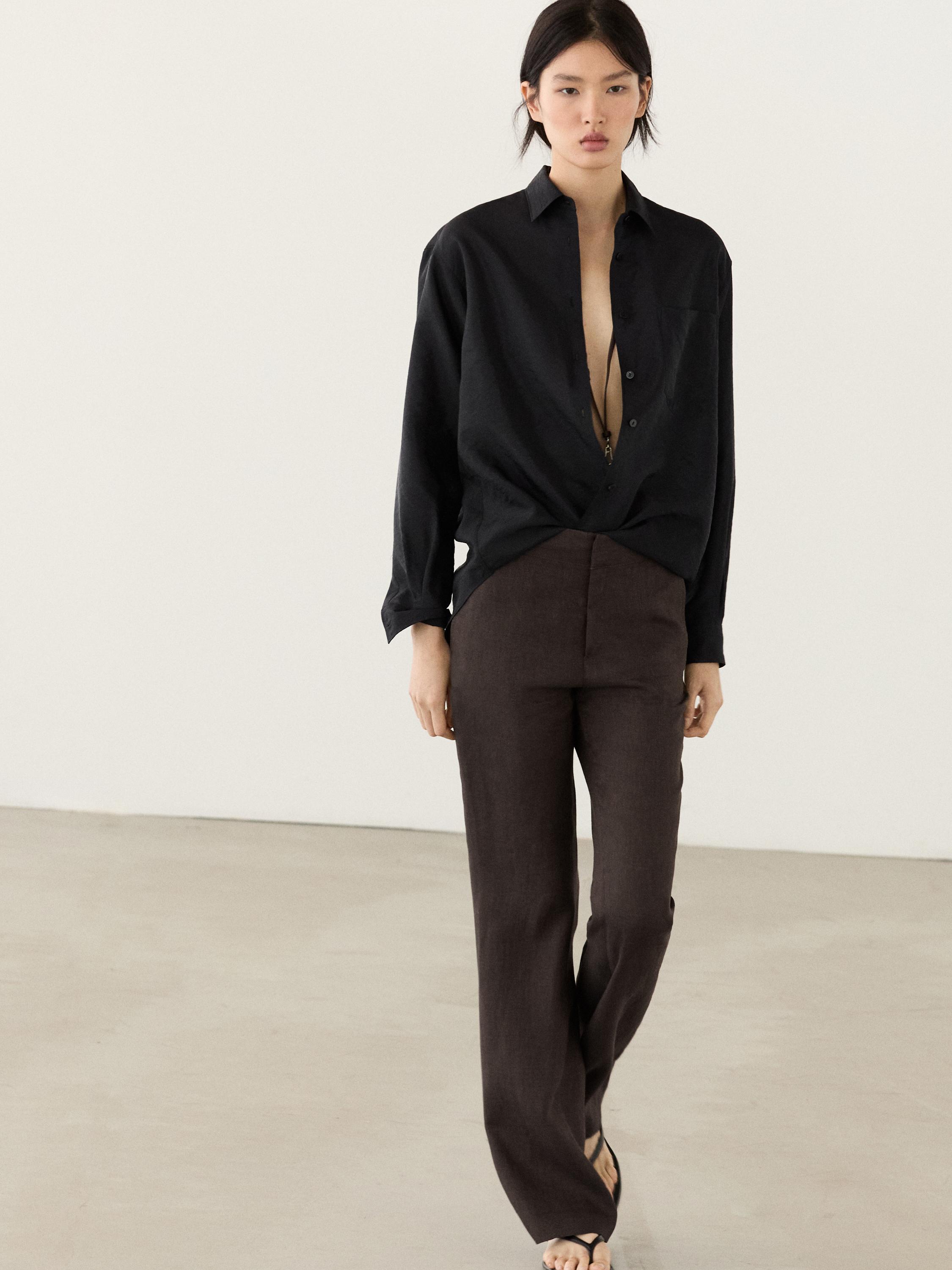 100% linen kick flare trousers