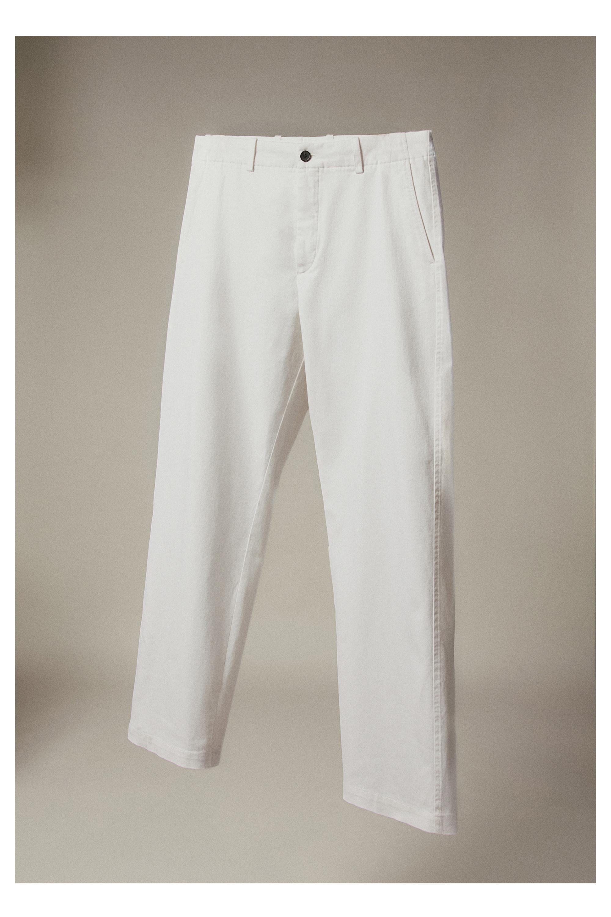 Cotton blend straight-leg pants — Off white