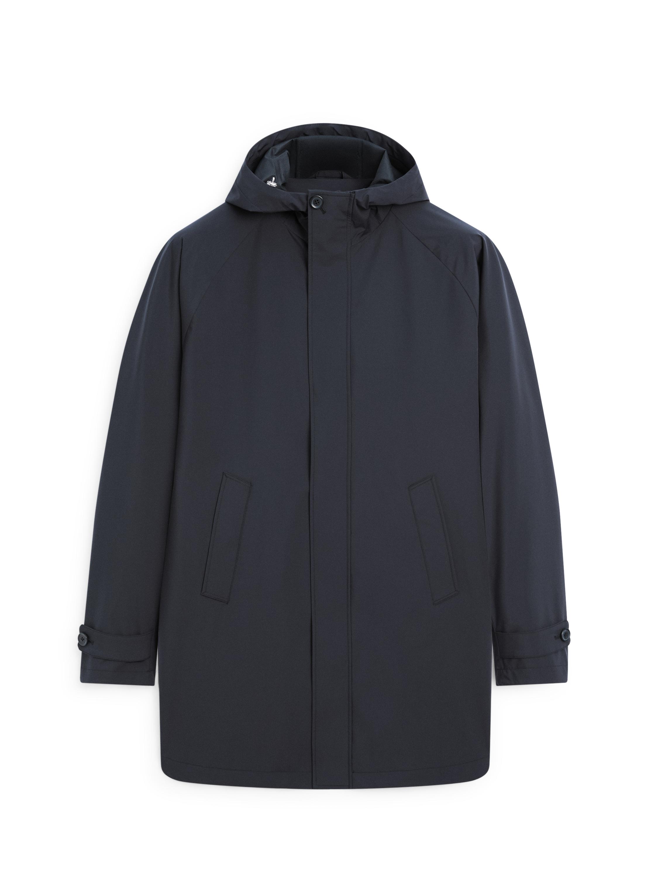Long hooded parka — NAVY BLUE