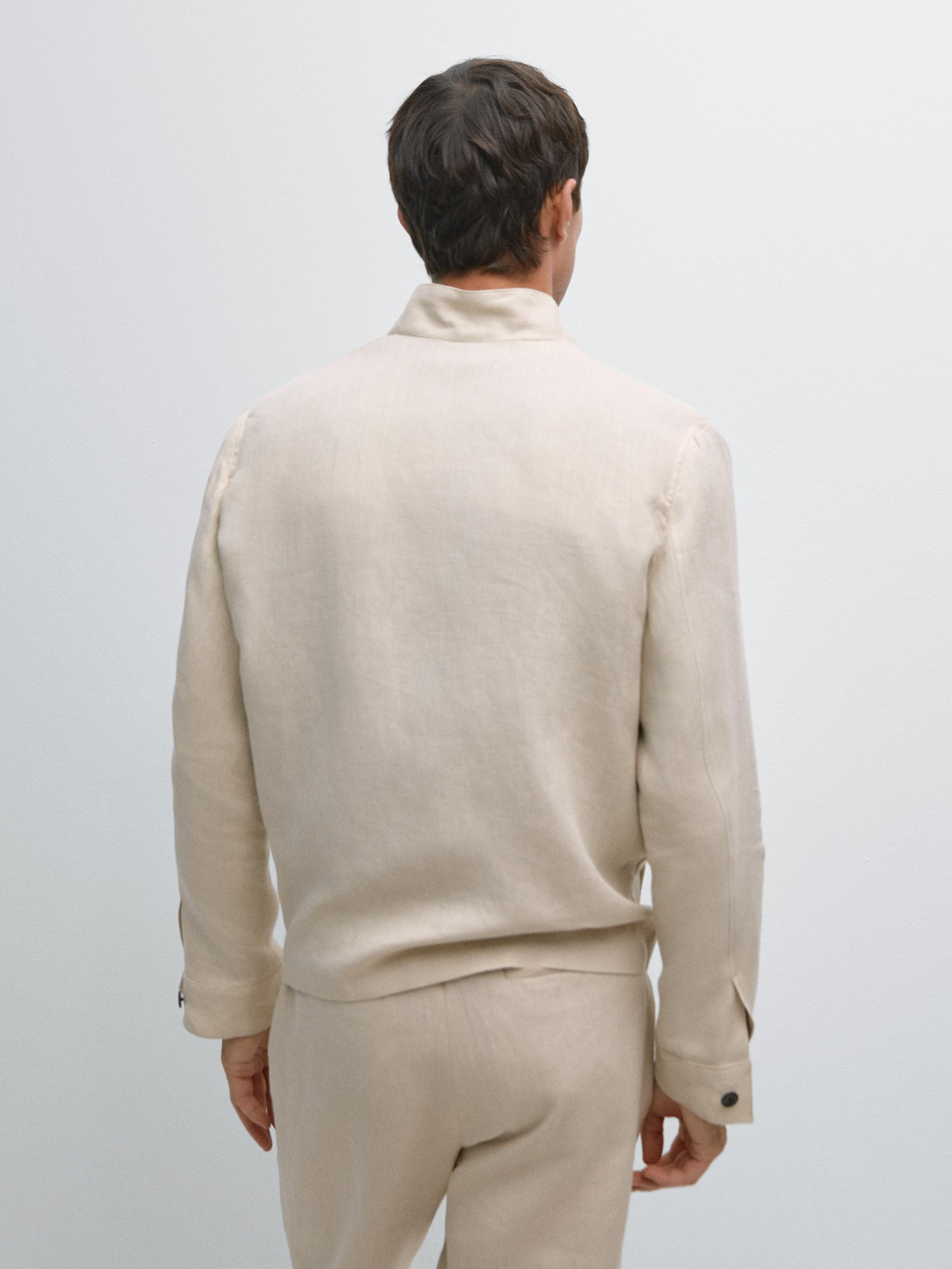 100% linen jacket with pockets — BEIGE