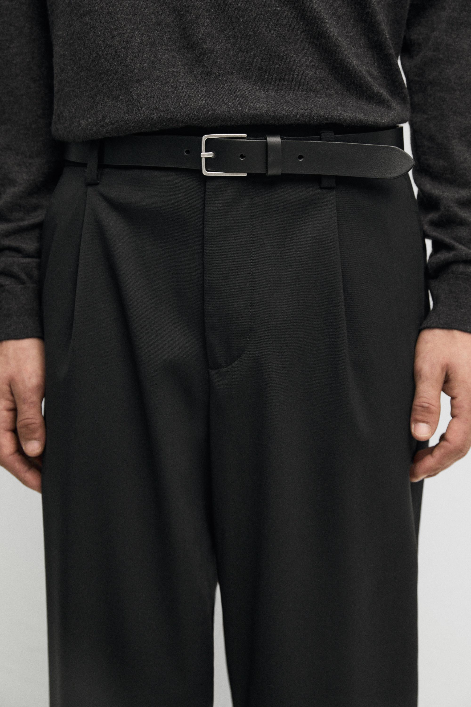 Wool blend cool wool darted pants — BLACK