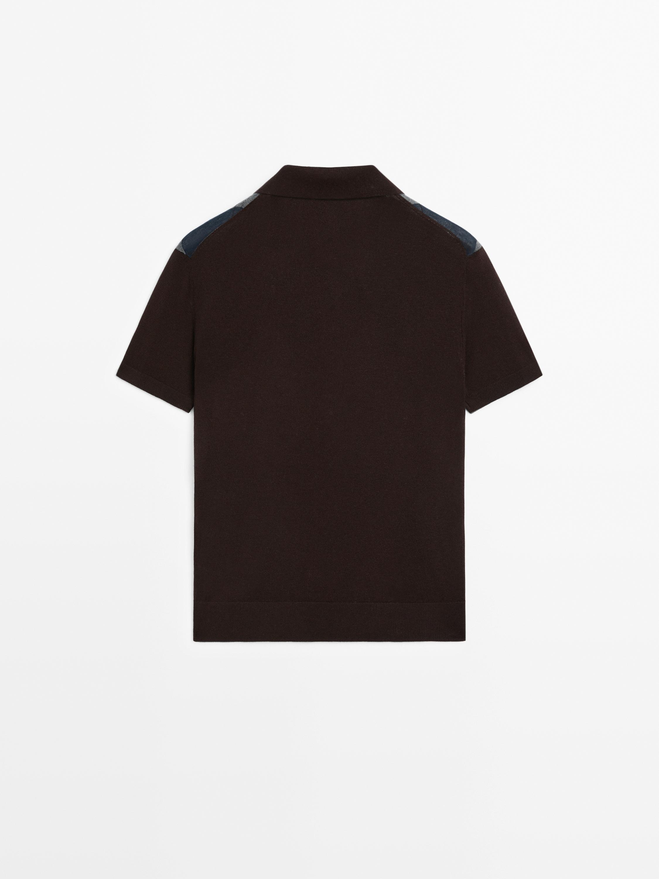 Pull à manches courtes en maille de laine et soie mélangées