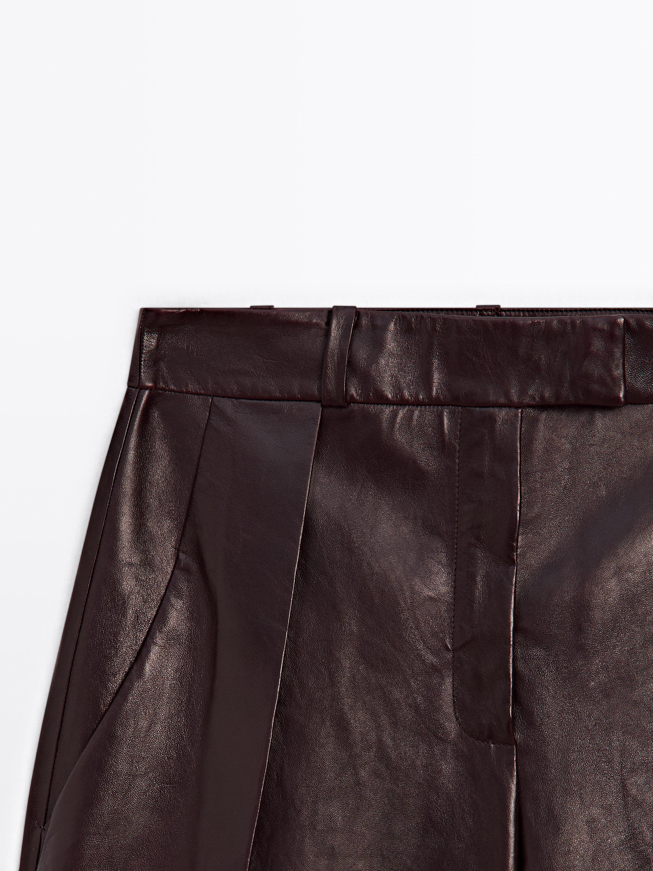 Nappa leather Bermuda shorts with darts - STUDIO