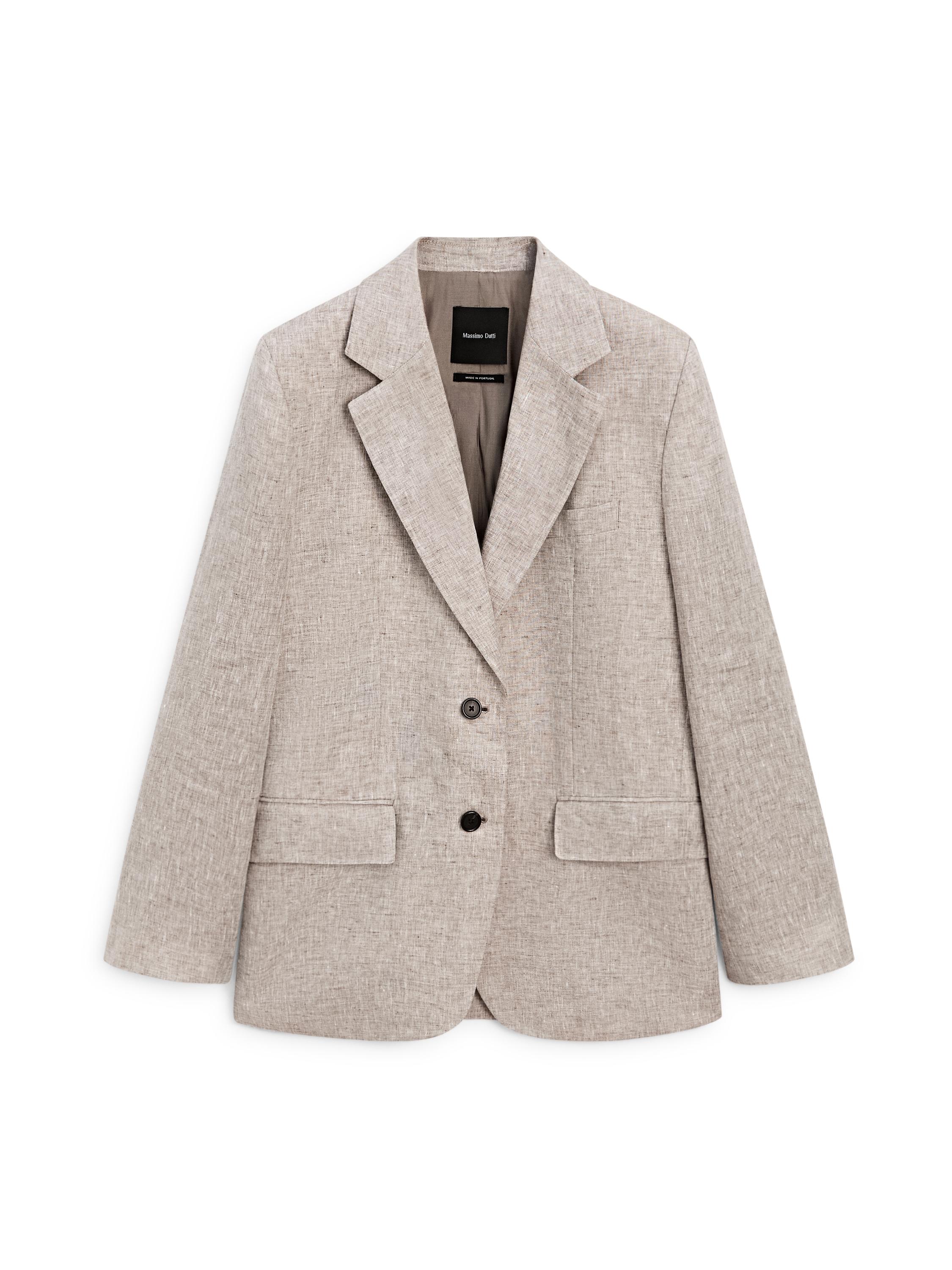 100% linen suit blazer — BEIGE