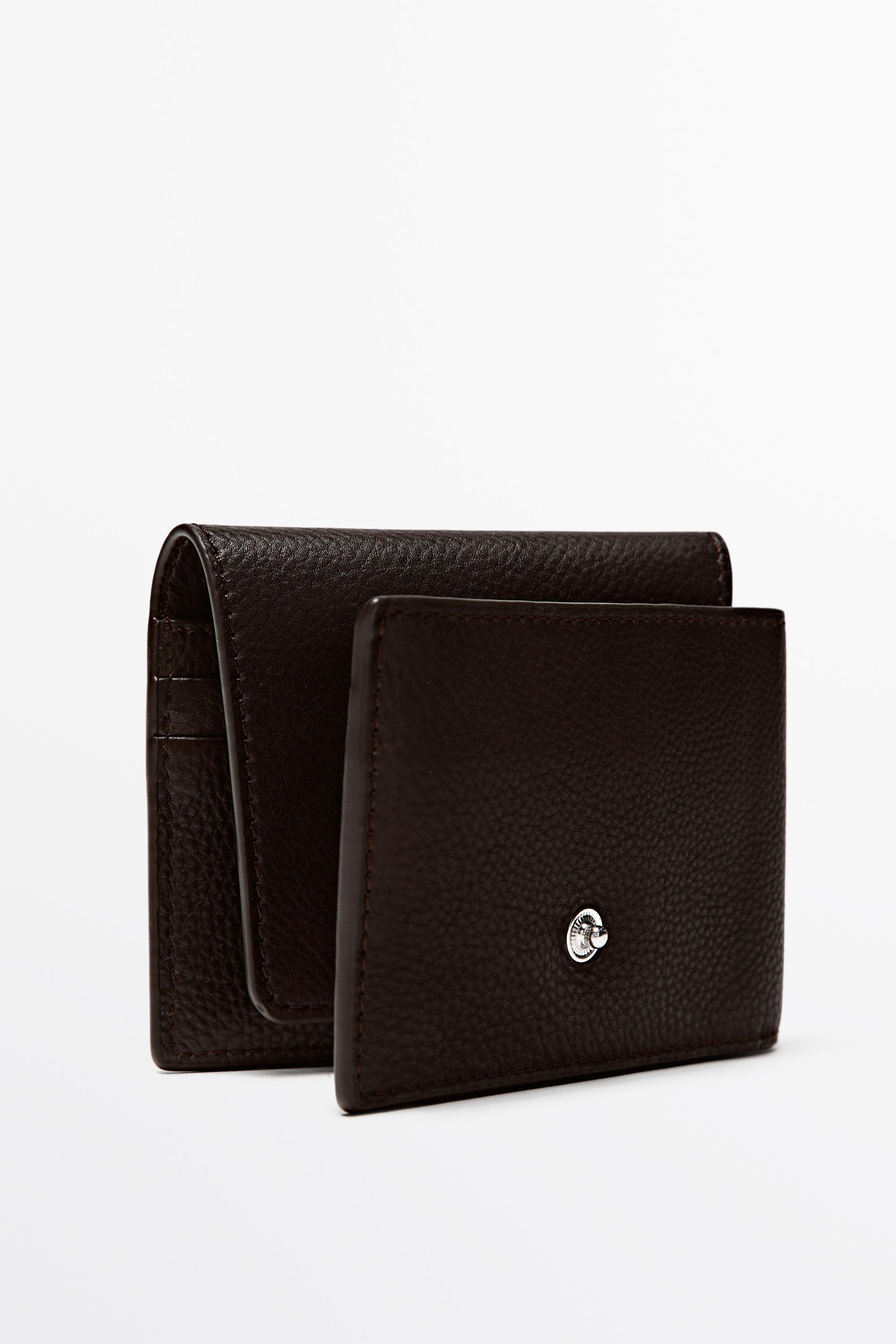 Nappa leather flap wallet — BROWN
