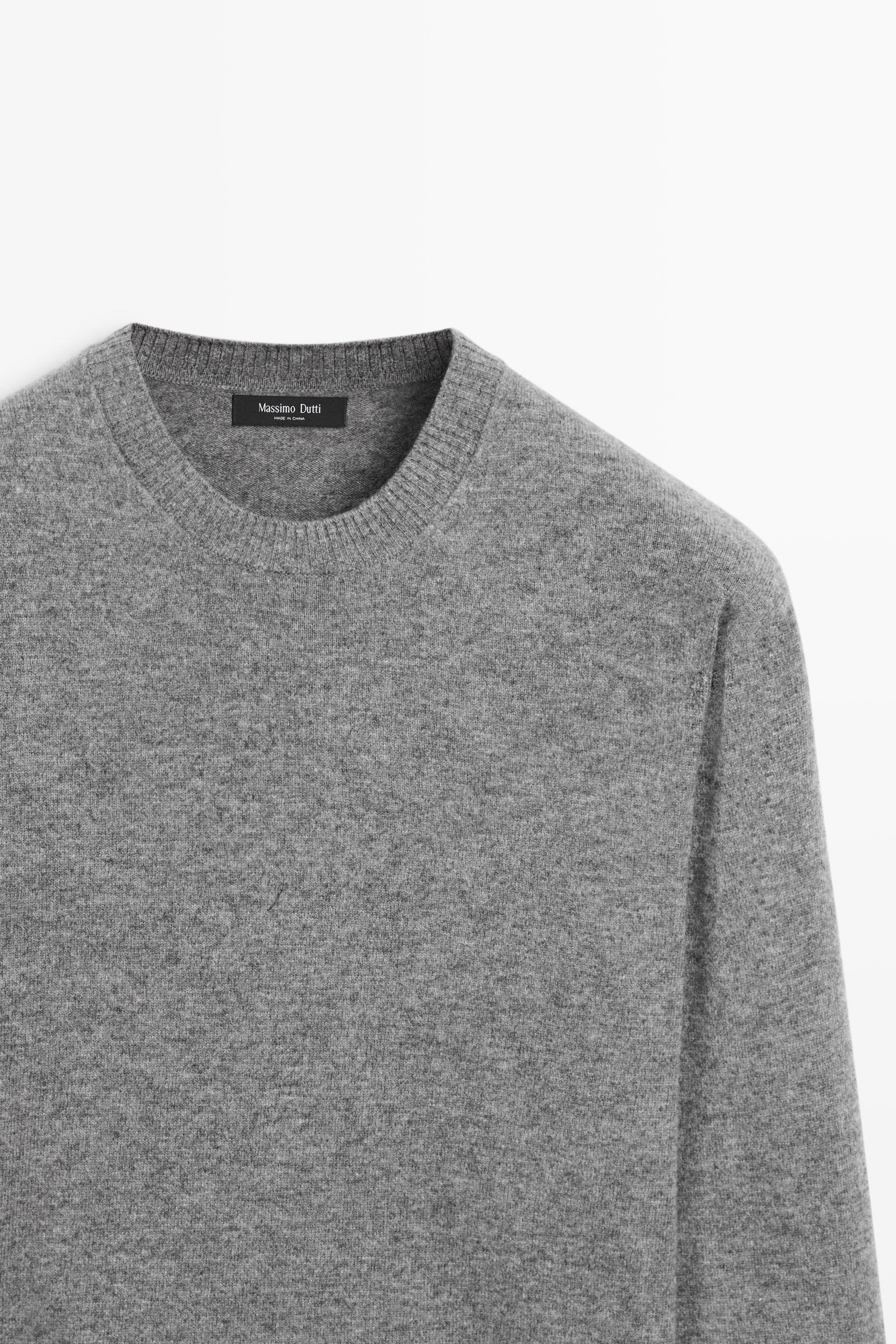 Wool blend round neck knit sweater — ANTHRACITE GREY