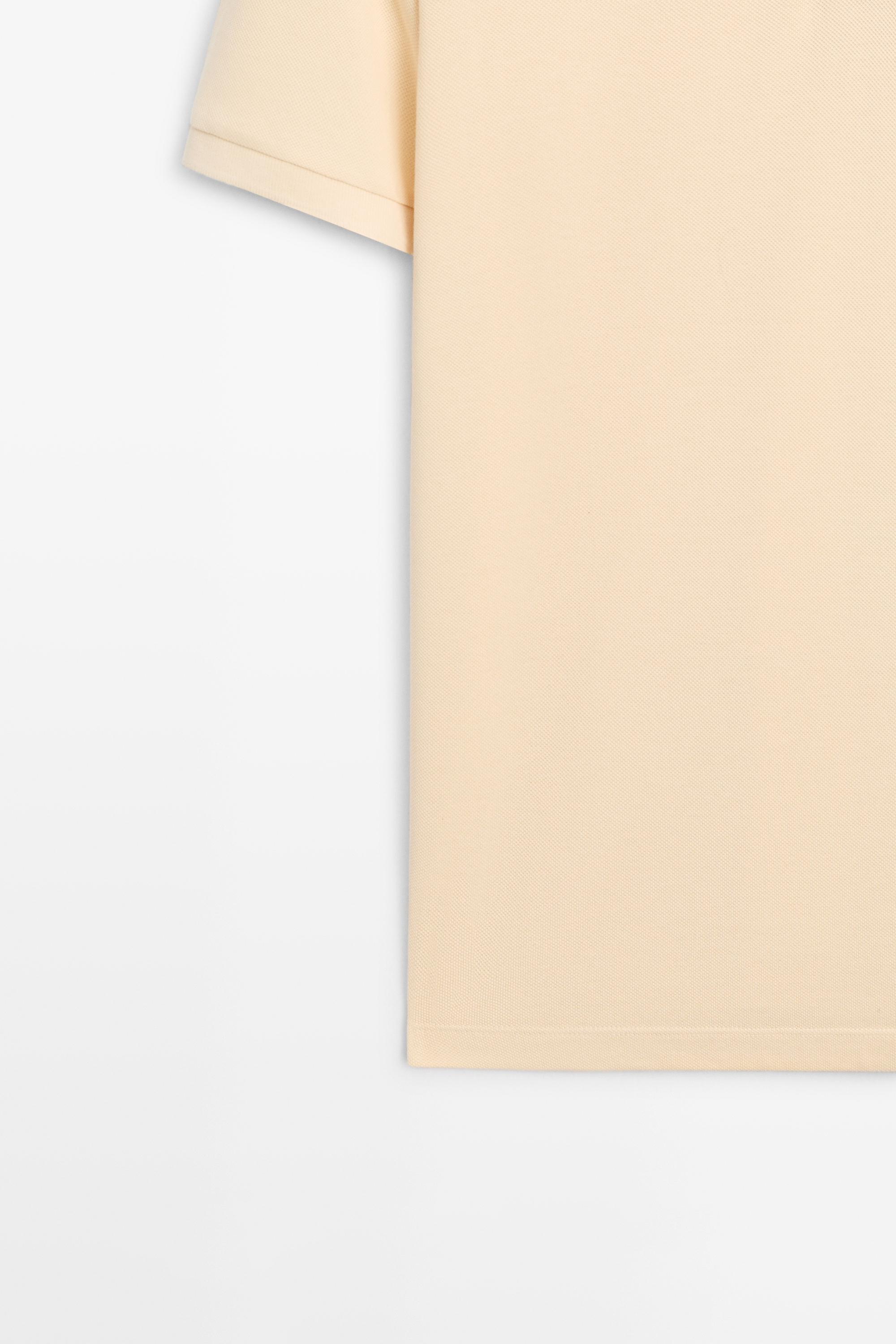 Micro-textured cotton piqué polo shirt — Vanilla