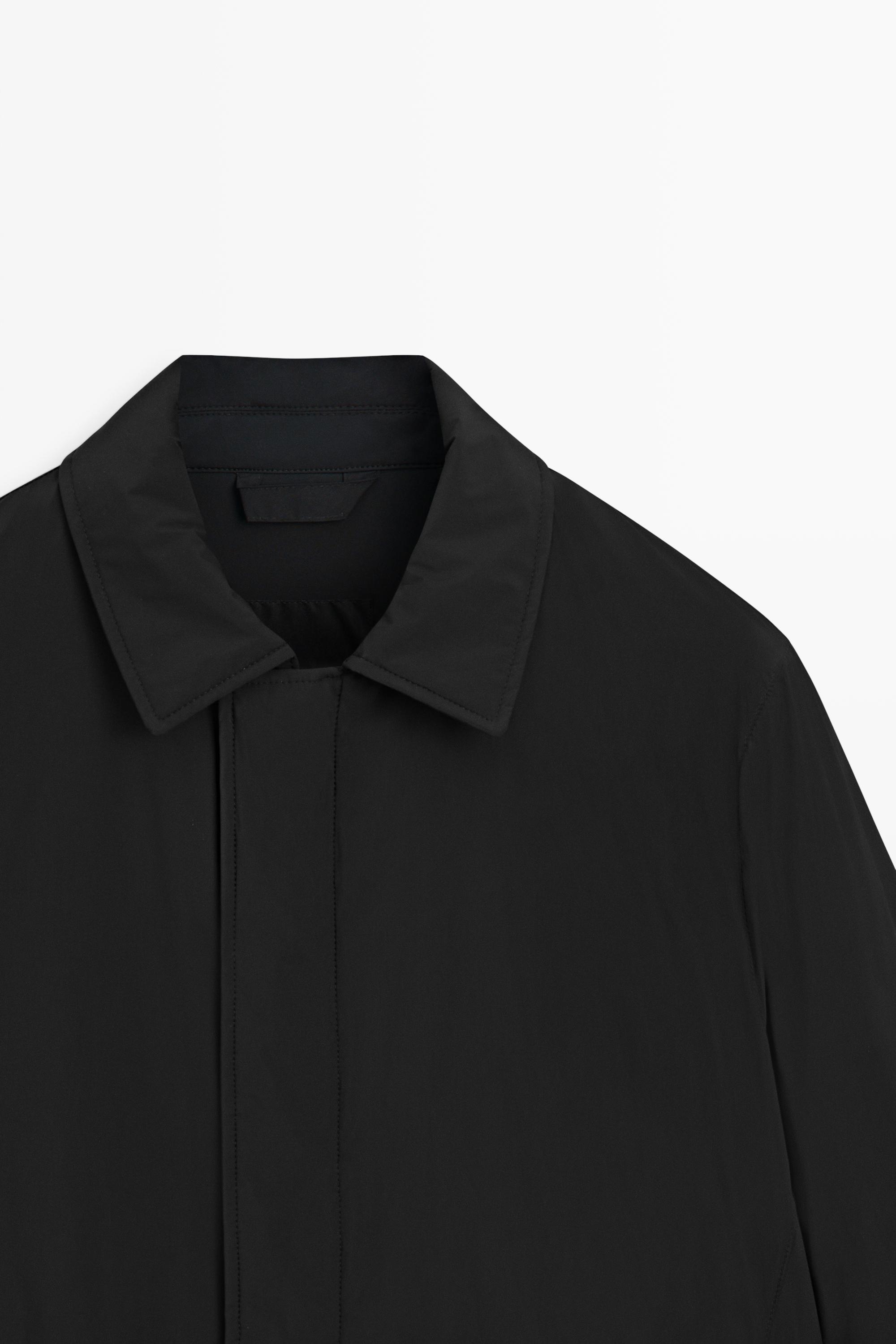 Technical fabric trench coat — BLACK