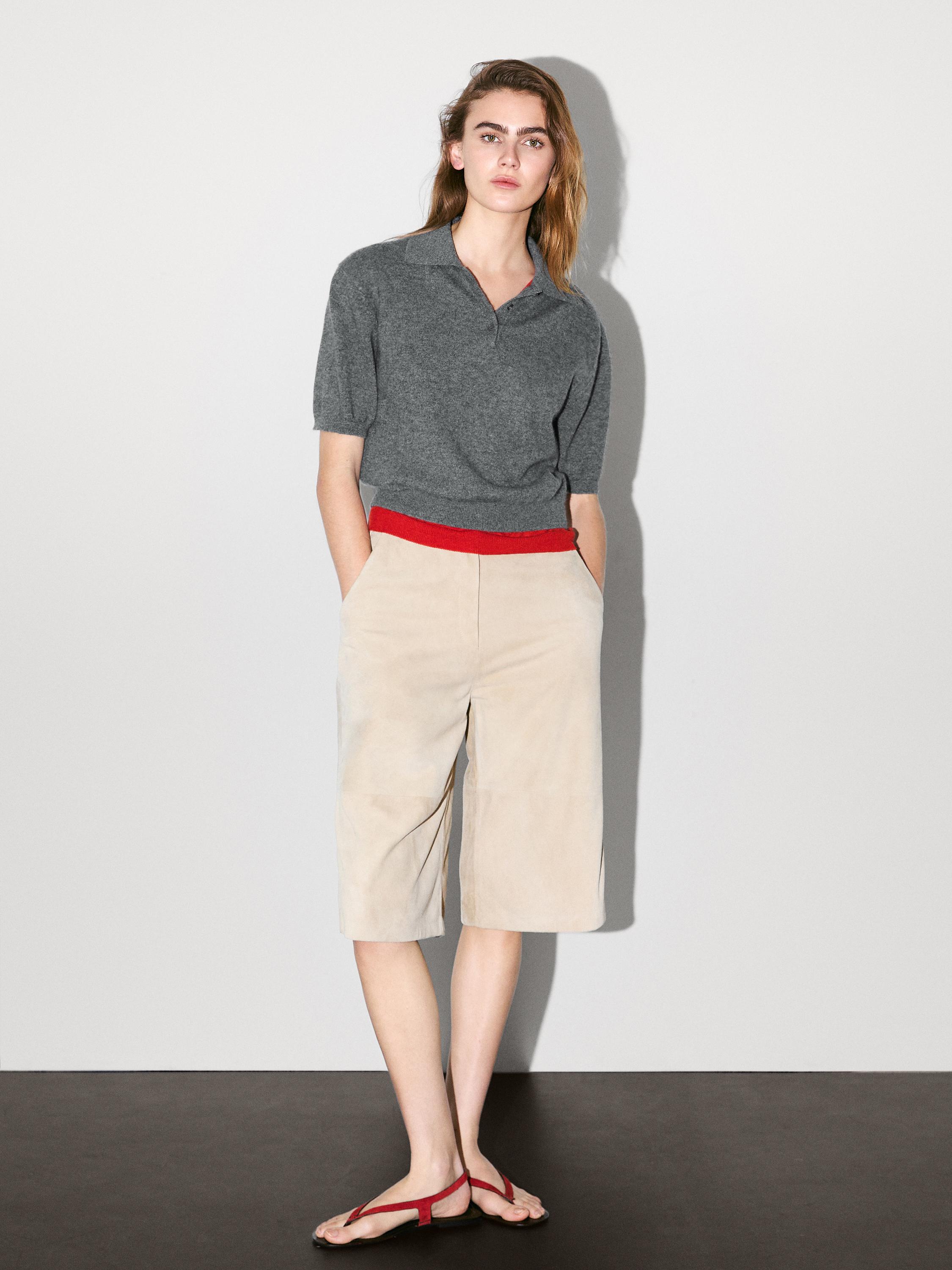 100% cashmere knit short sleeve sweater