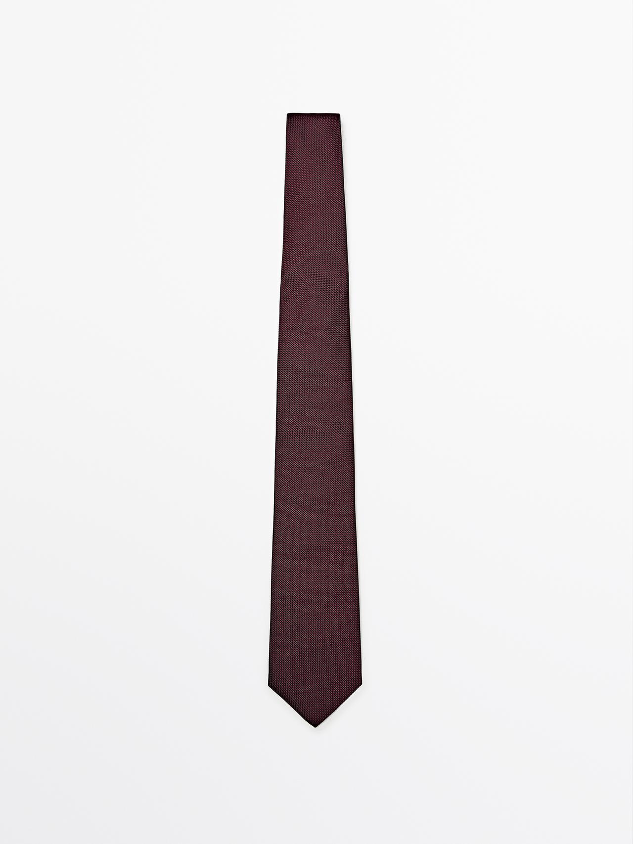 Corbata Puntos 100% Seda Morera - Granate - 01 - Massimo Dutti - Hombre