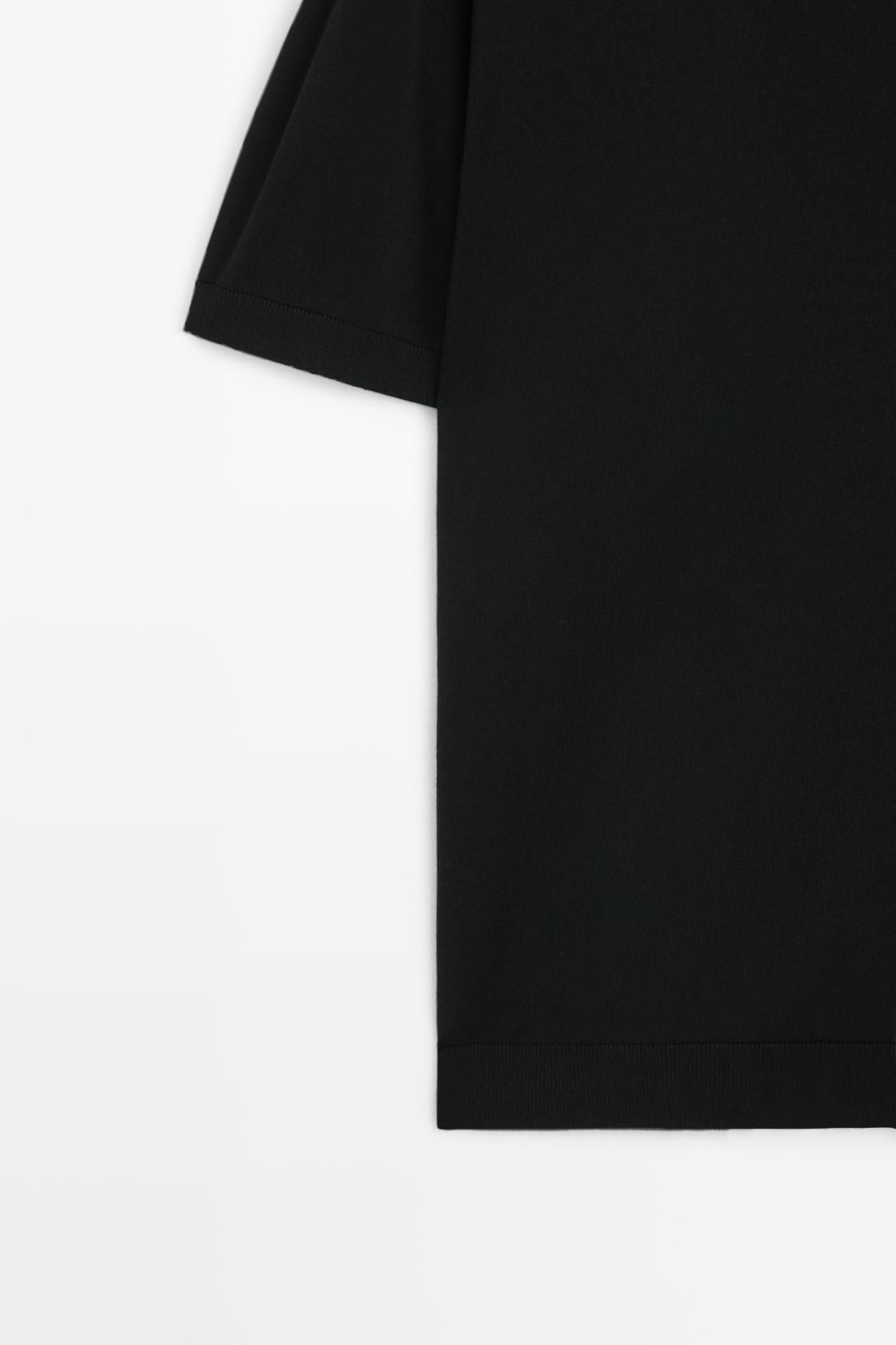 100% cotton knit polo sweater — BLACK