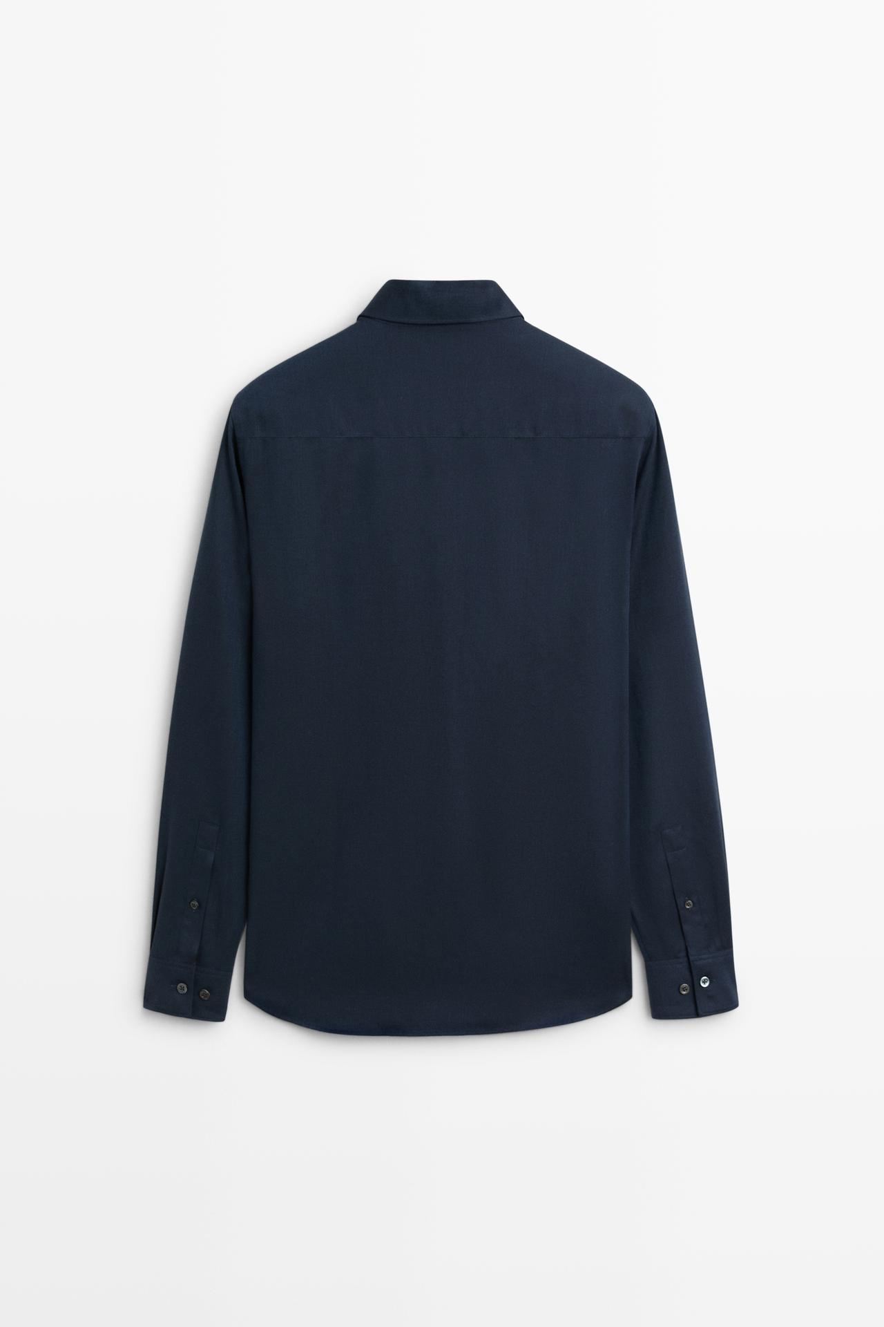 Regular fit cotton blend shirt — DEEP BLUE