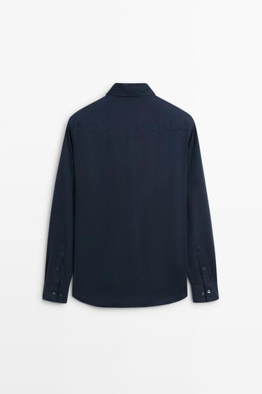 Regular fit cotton blend shirt — DEEP BLUE 6