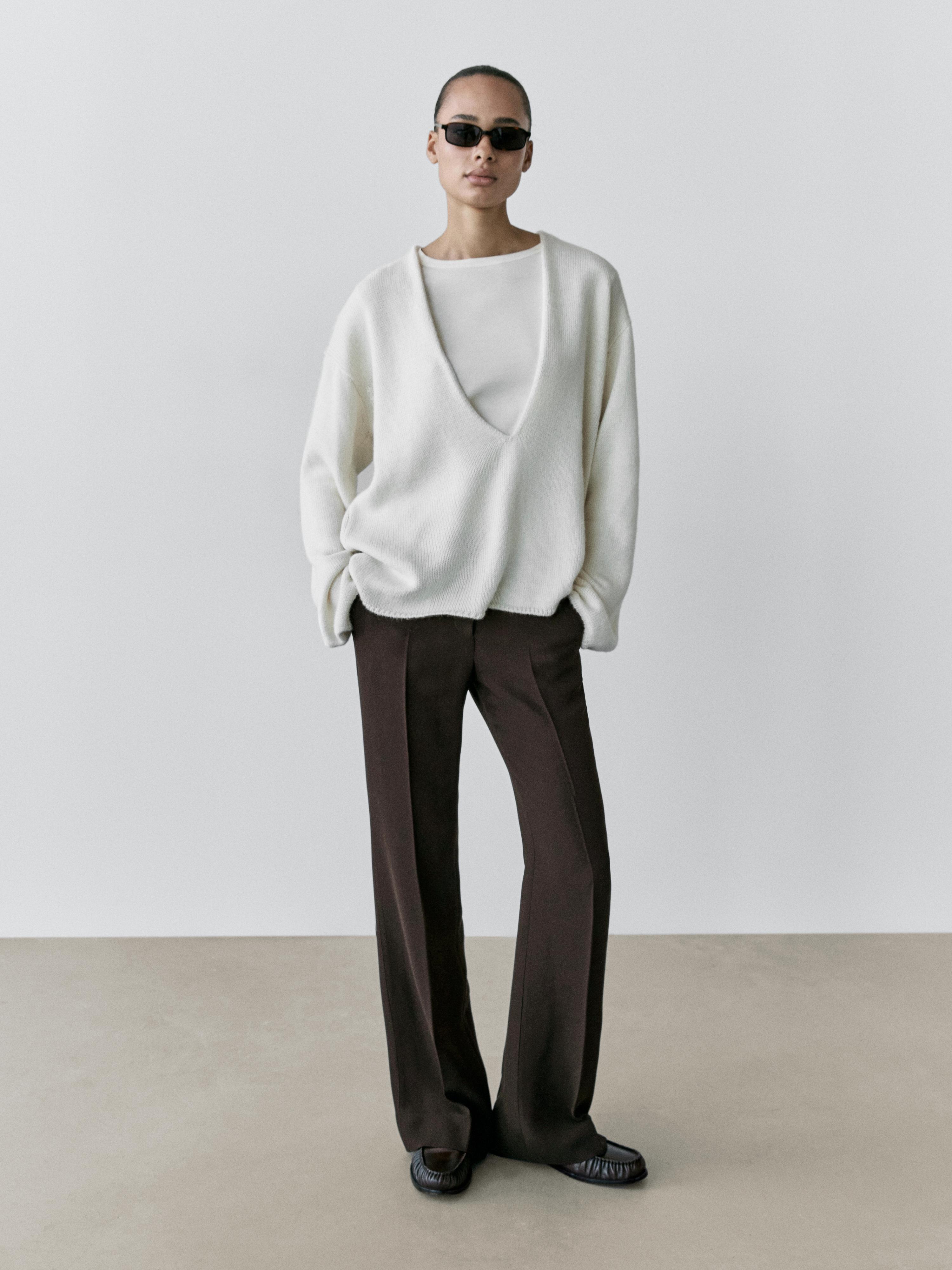 Flared trousers with pocket — Chocolate