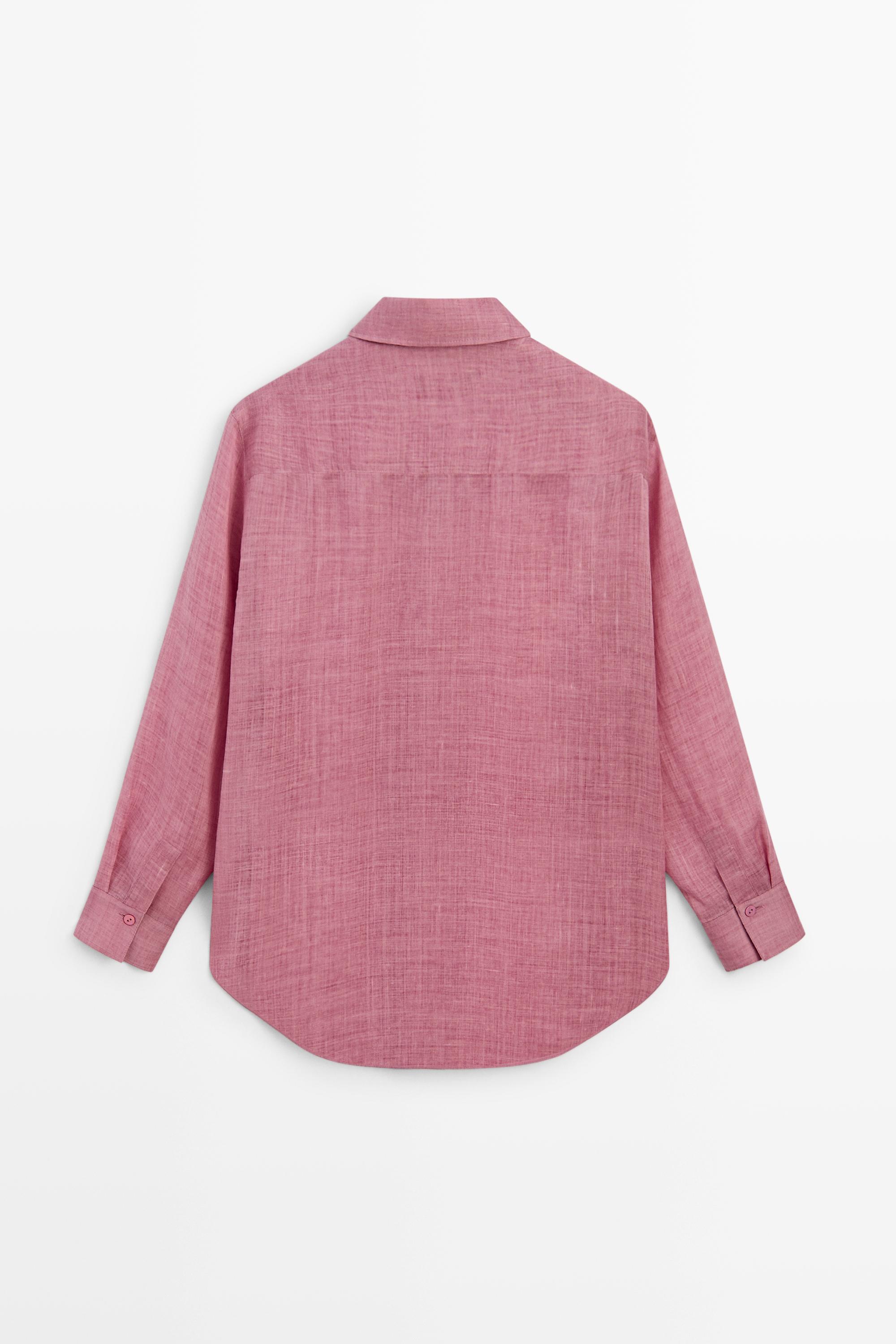 Flowing ramie blend shirt — RED MARL