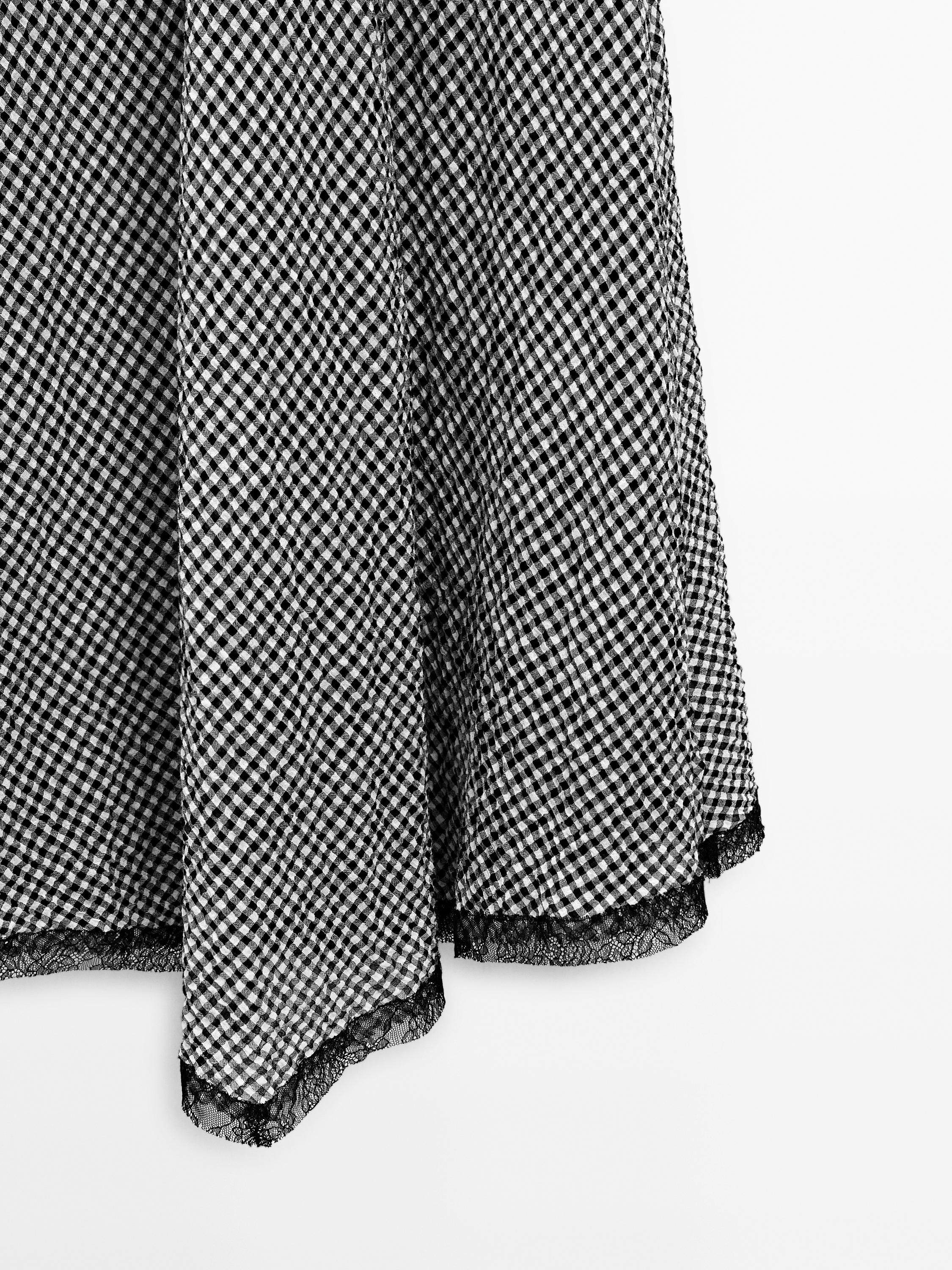 Gingham lace midi dress