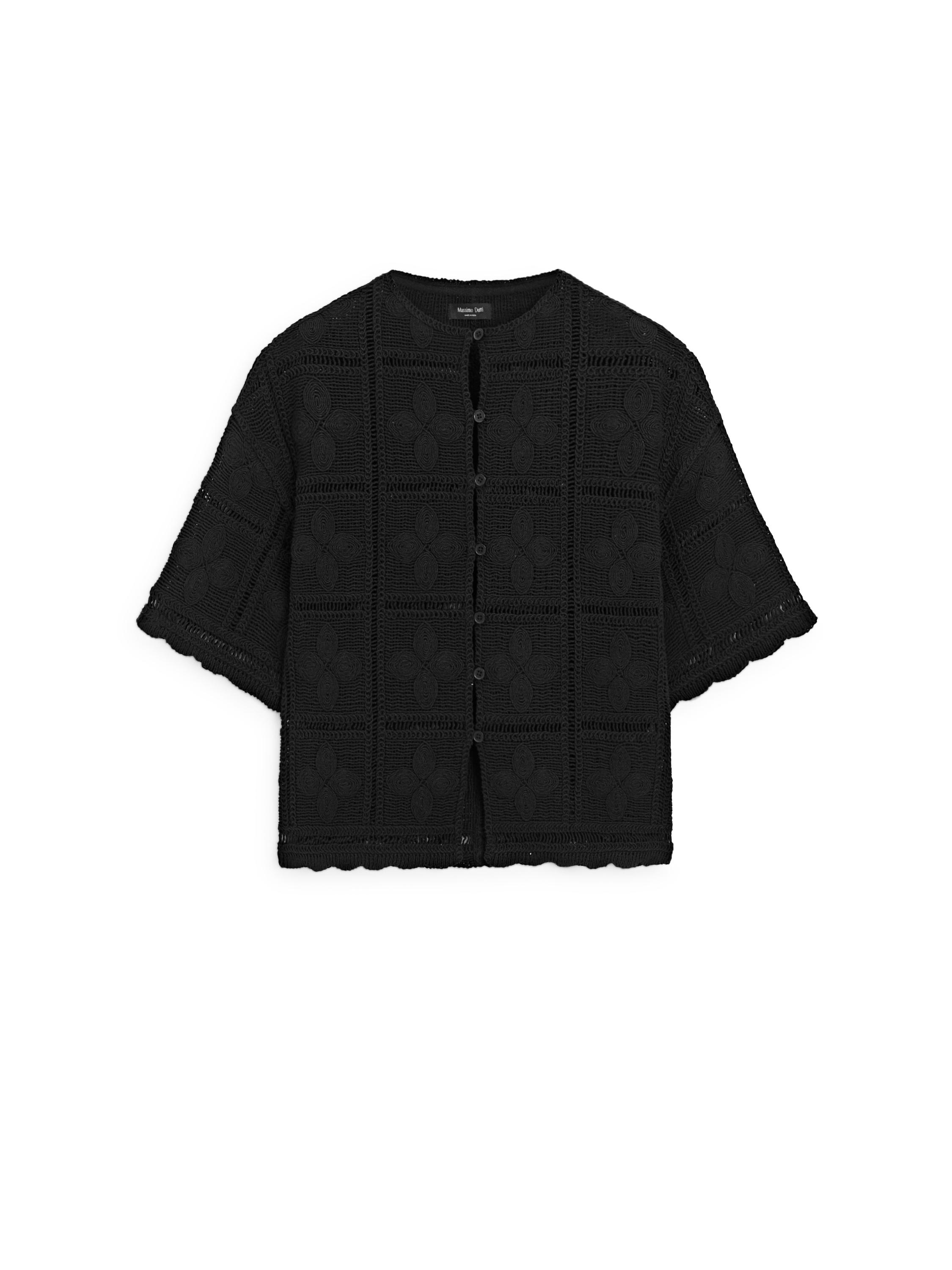 Cutwork crochet cardigan — BLACK