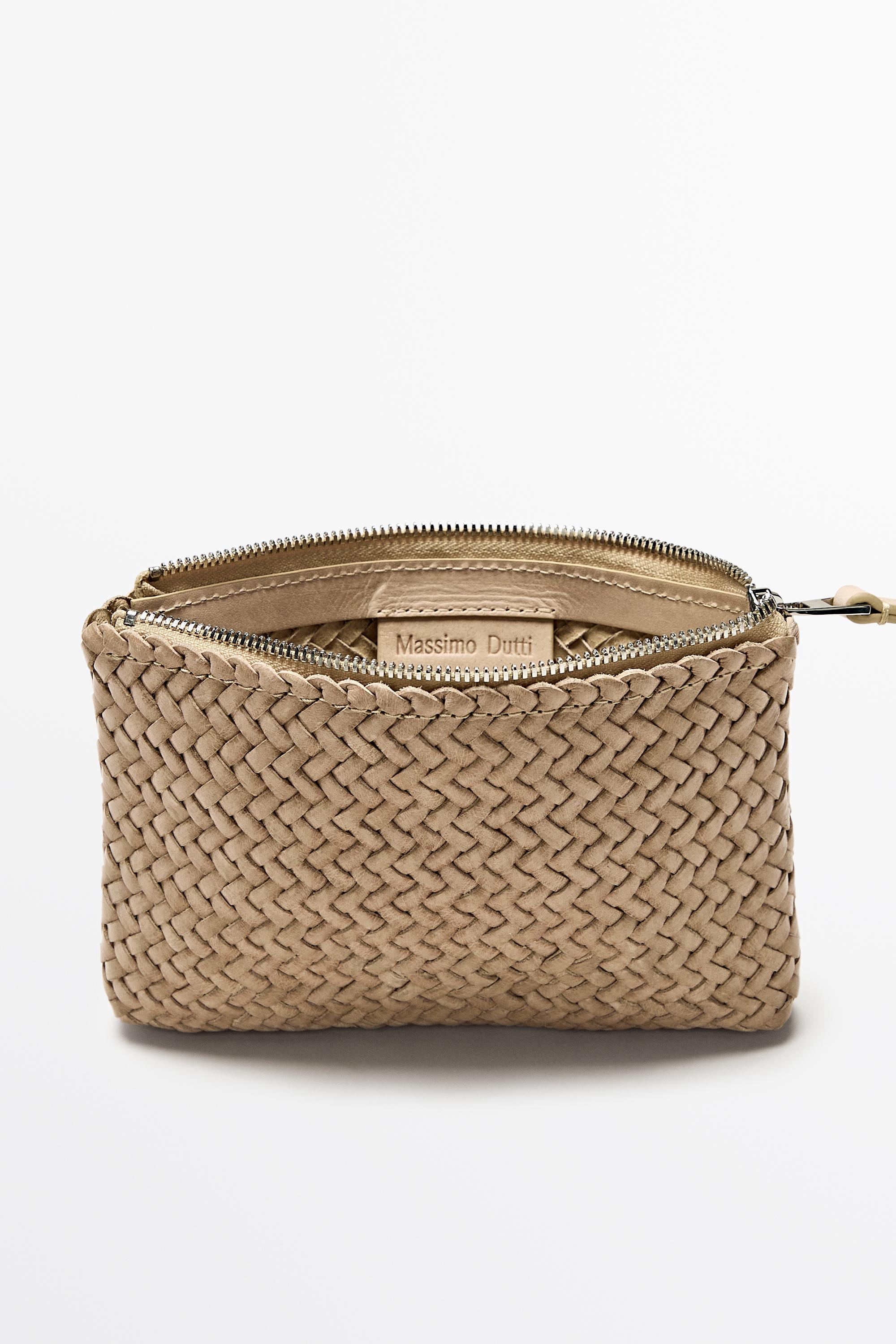 Braided nappa leather pouch bag