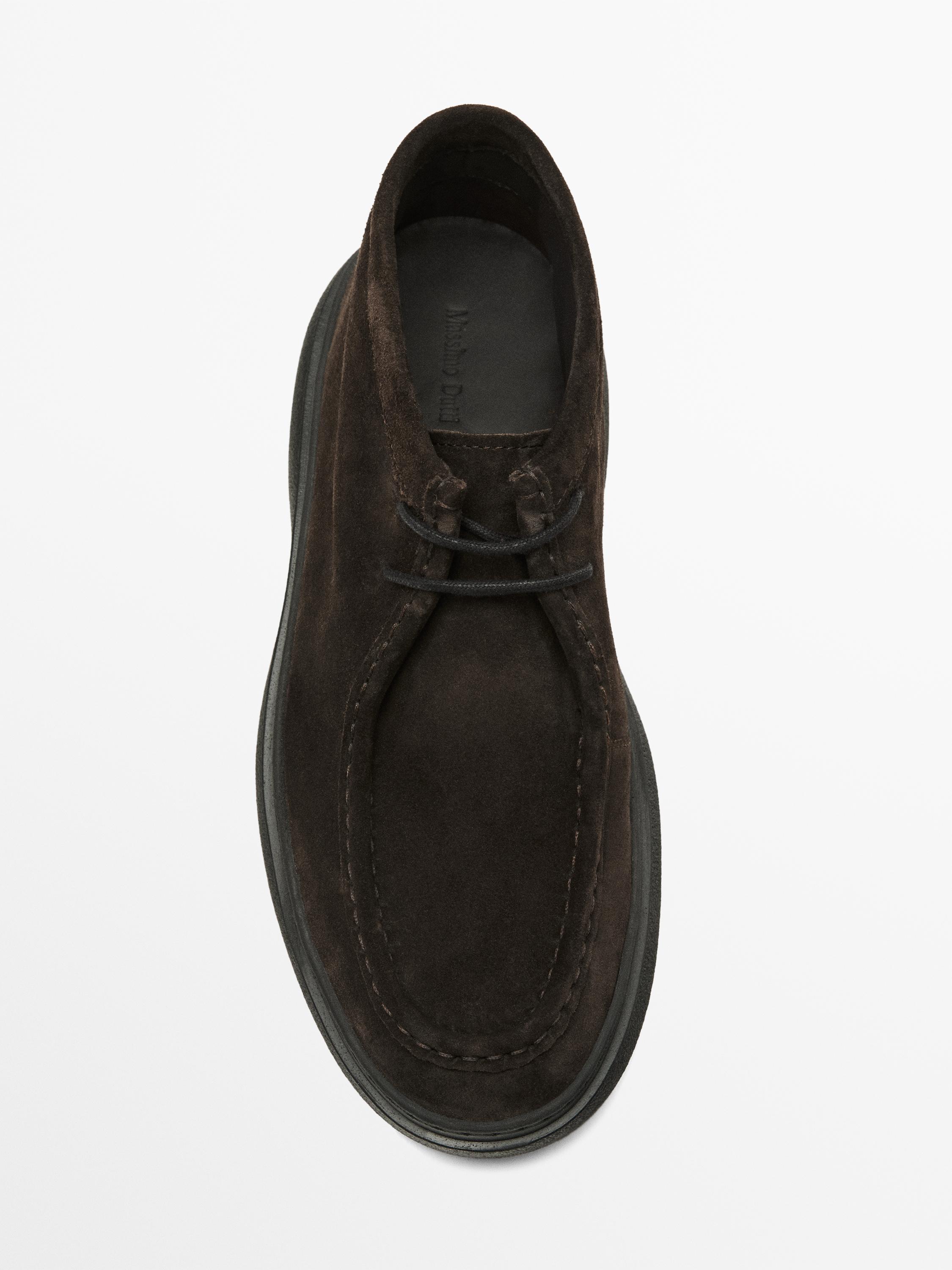 Botine din piele întoarsă cu întăritură