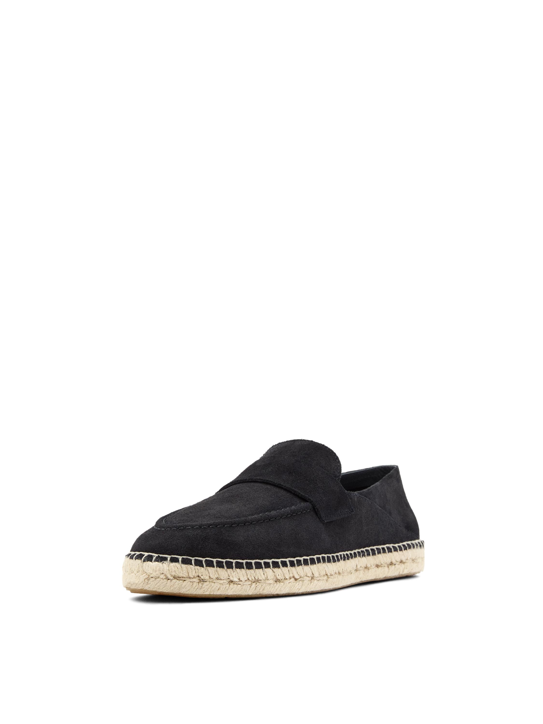 Split suede leather espadrille with piece — Dark blue