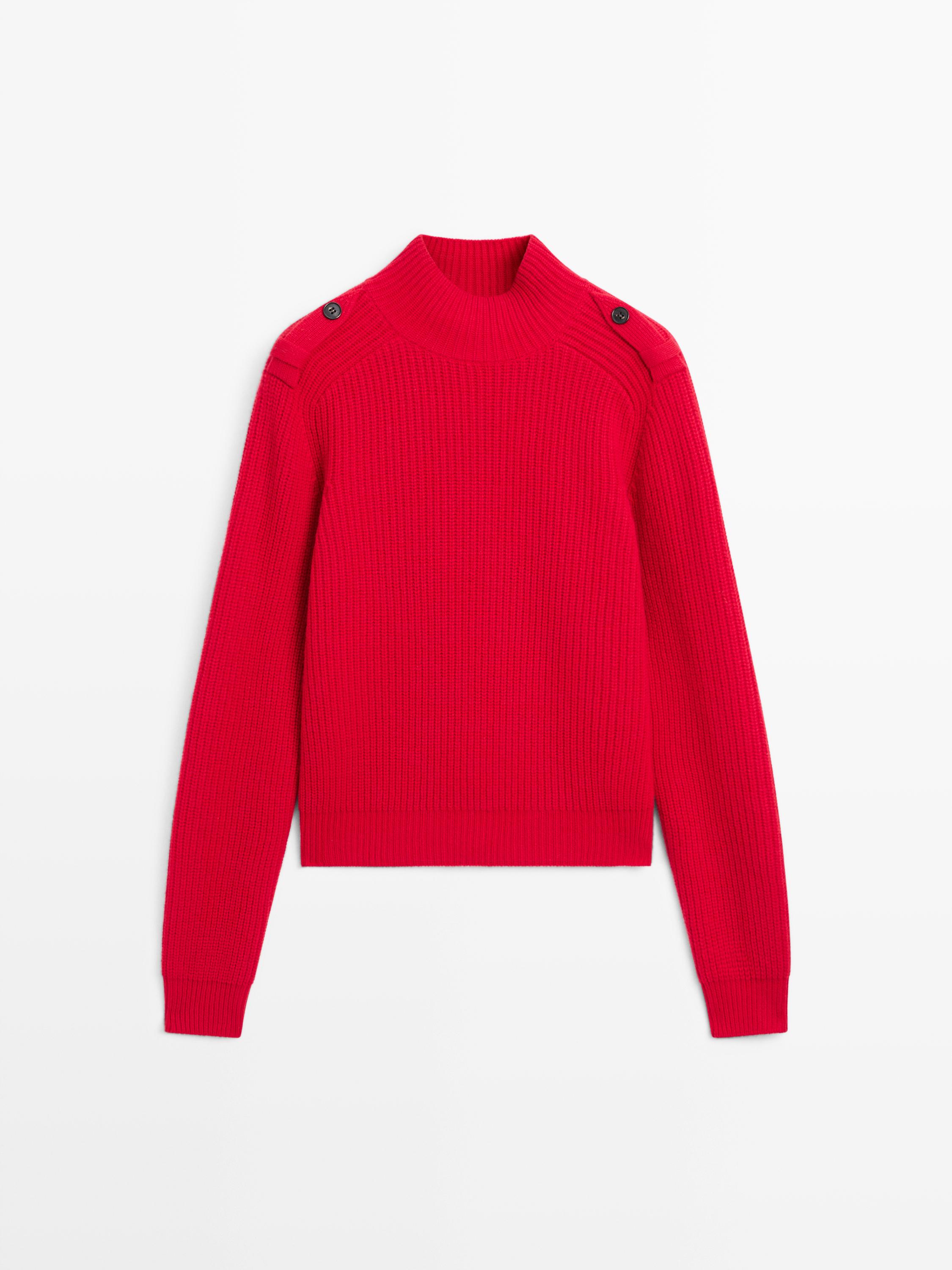 Wool blend sweater with shoulder detail