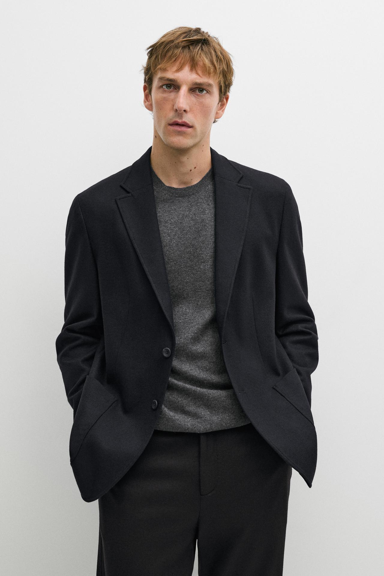 100% wool suit blazer — NAVY BLUE