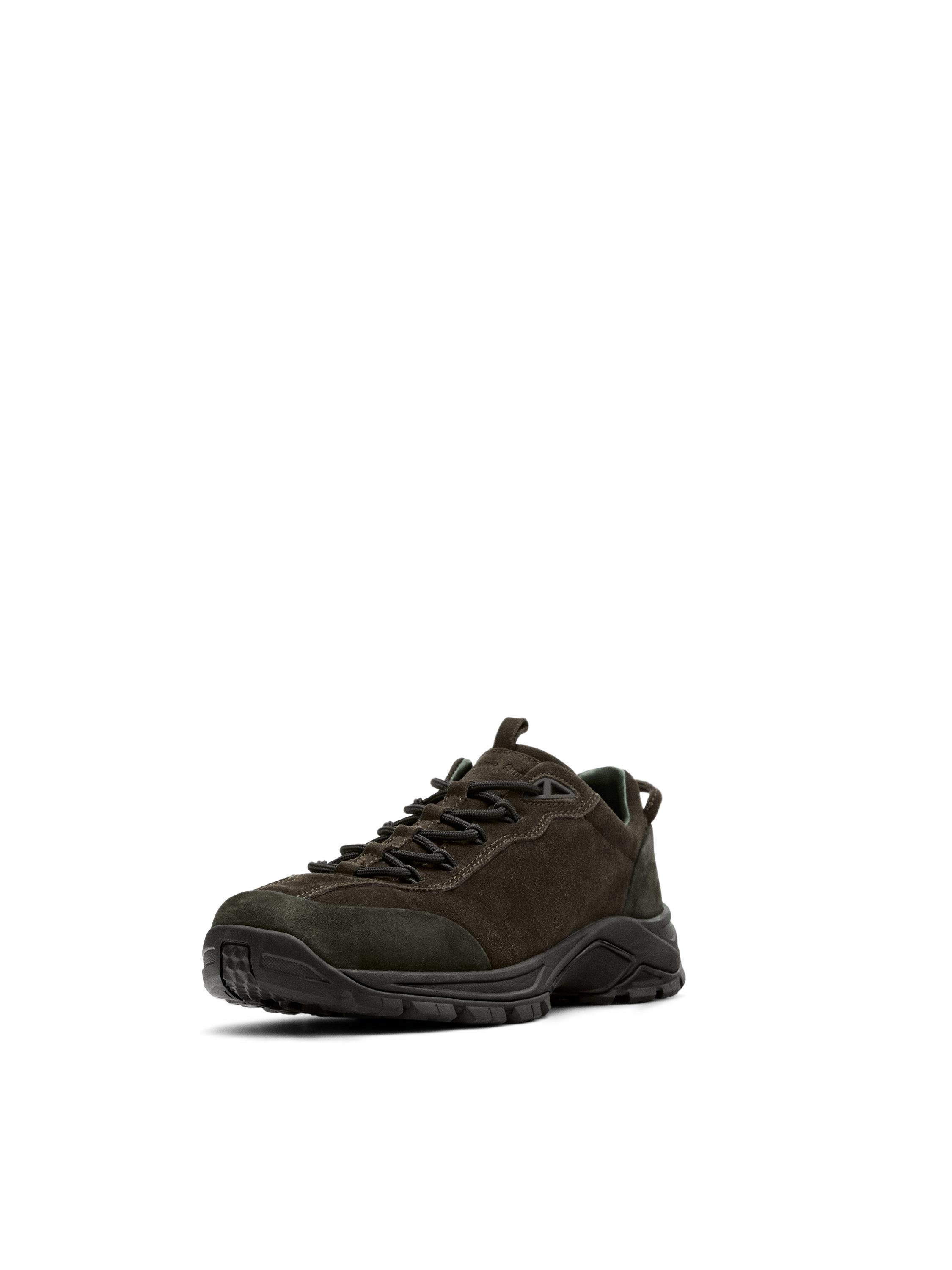 Technical trainers with leather pieces — BROWN