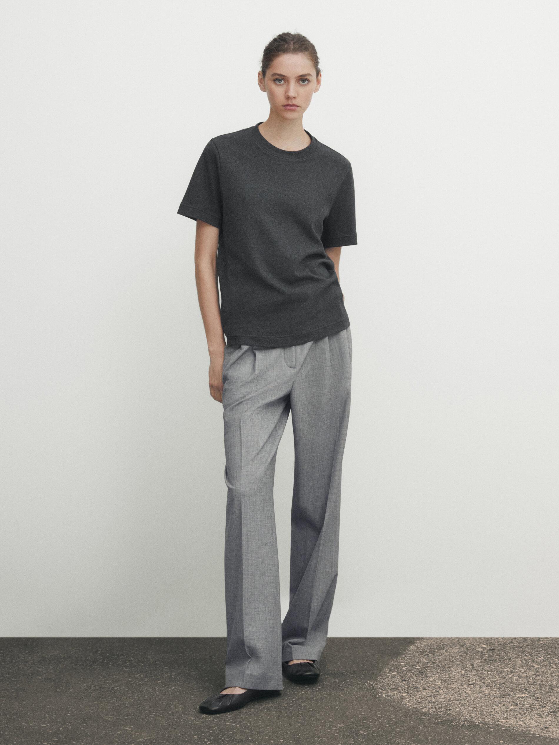 100% cotton interlock crew neck T-shirt — ANTHRACITE GREY
