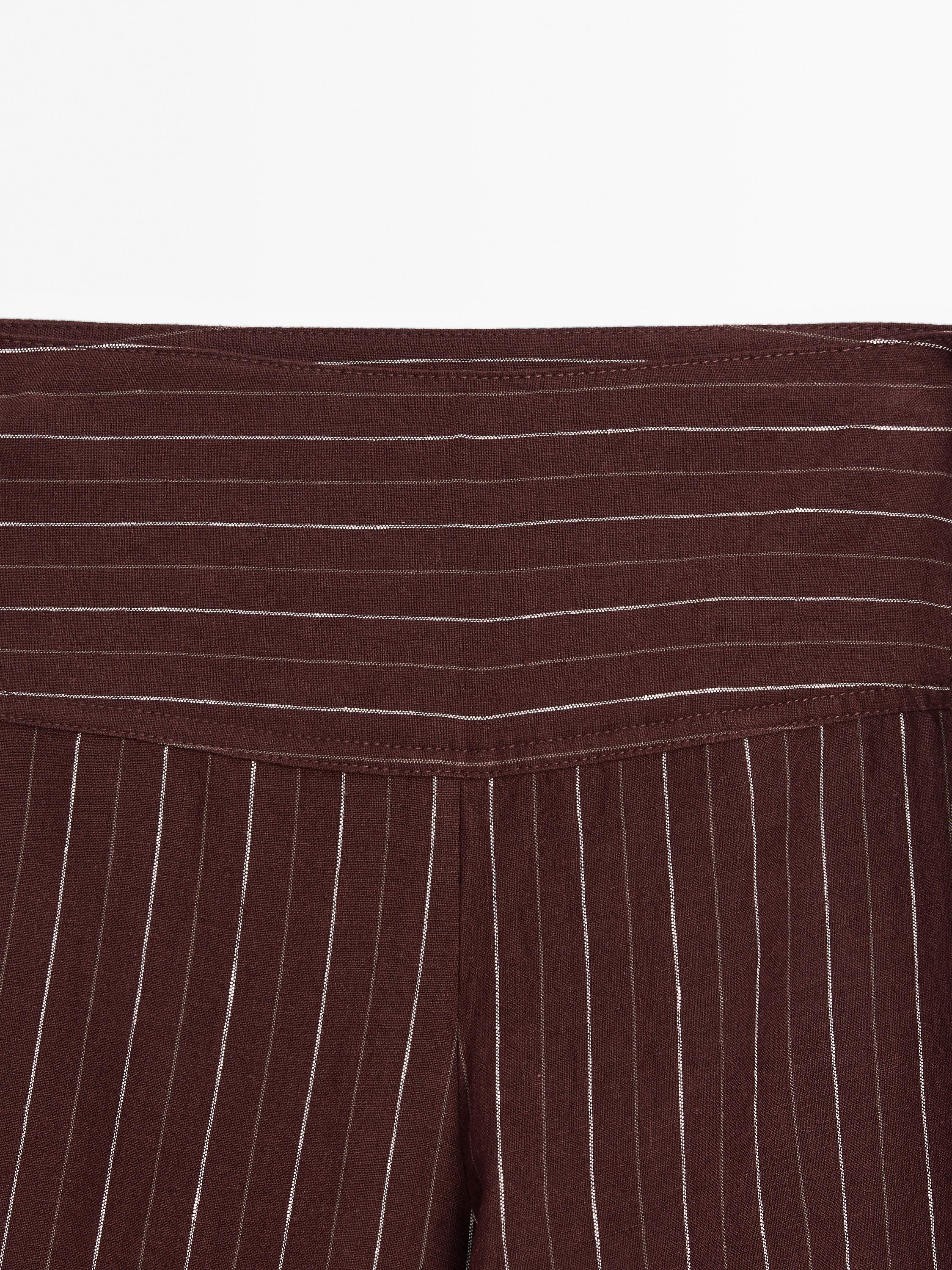 High-waist wide-leg linen trousers