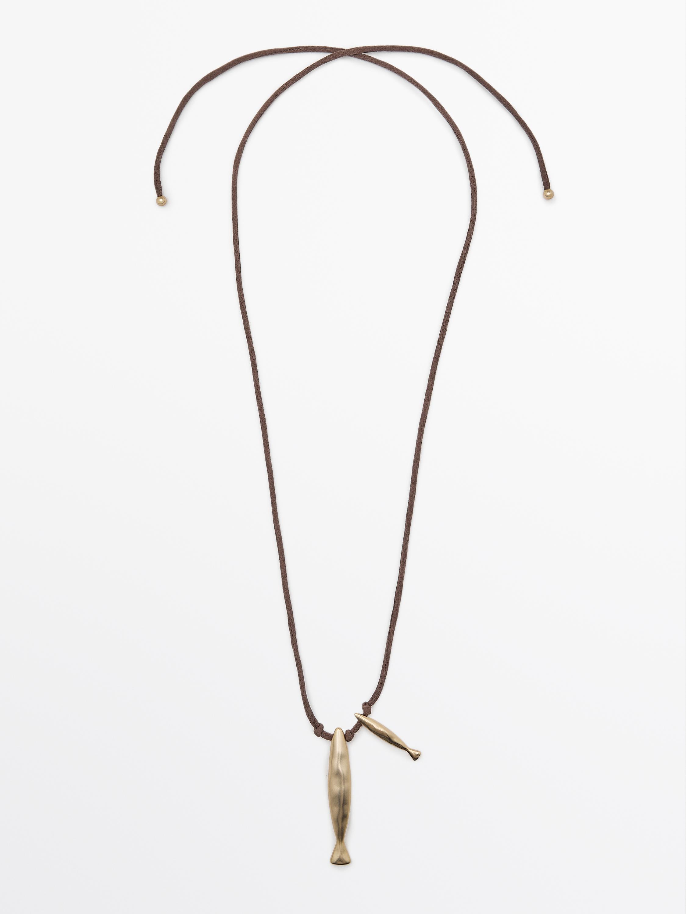 Collier cordon soie poissons