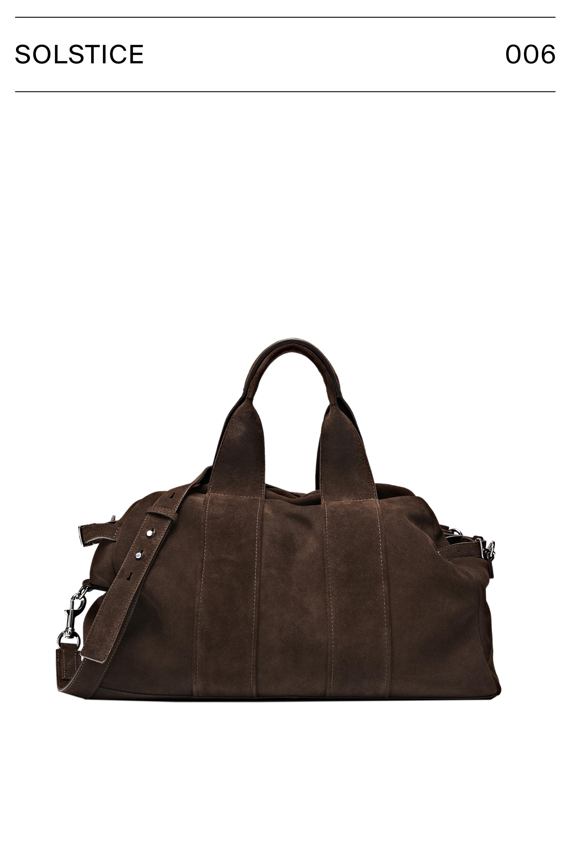 Suede leather travel bag — MOLE BROWN