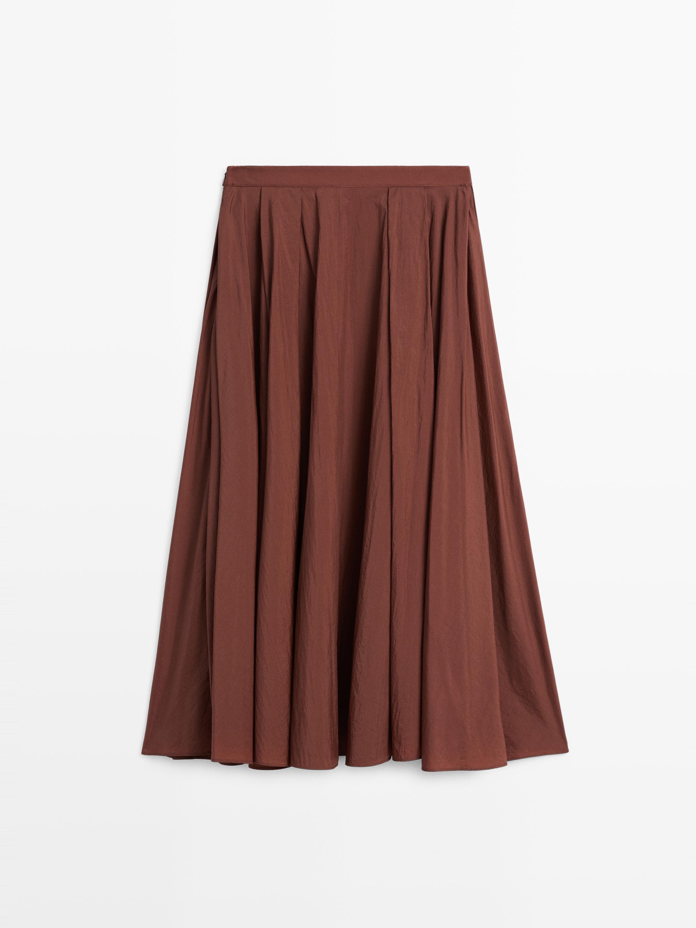 Pleated technical midi skirt