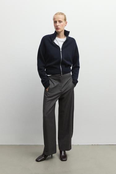 100% cashmere zip knit cardigan — NAVY BLUE 8