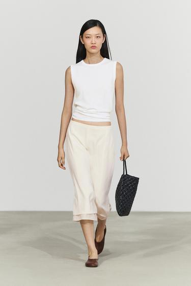 Double-layered midi skirt with seam detail — Off white 1