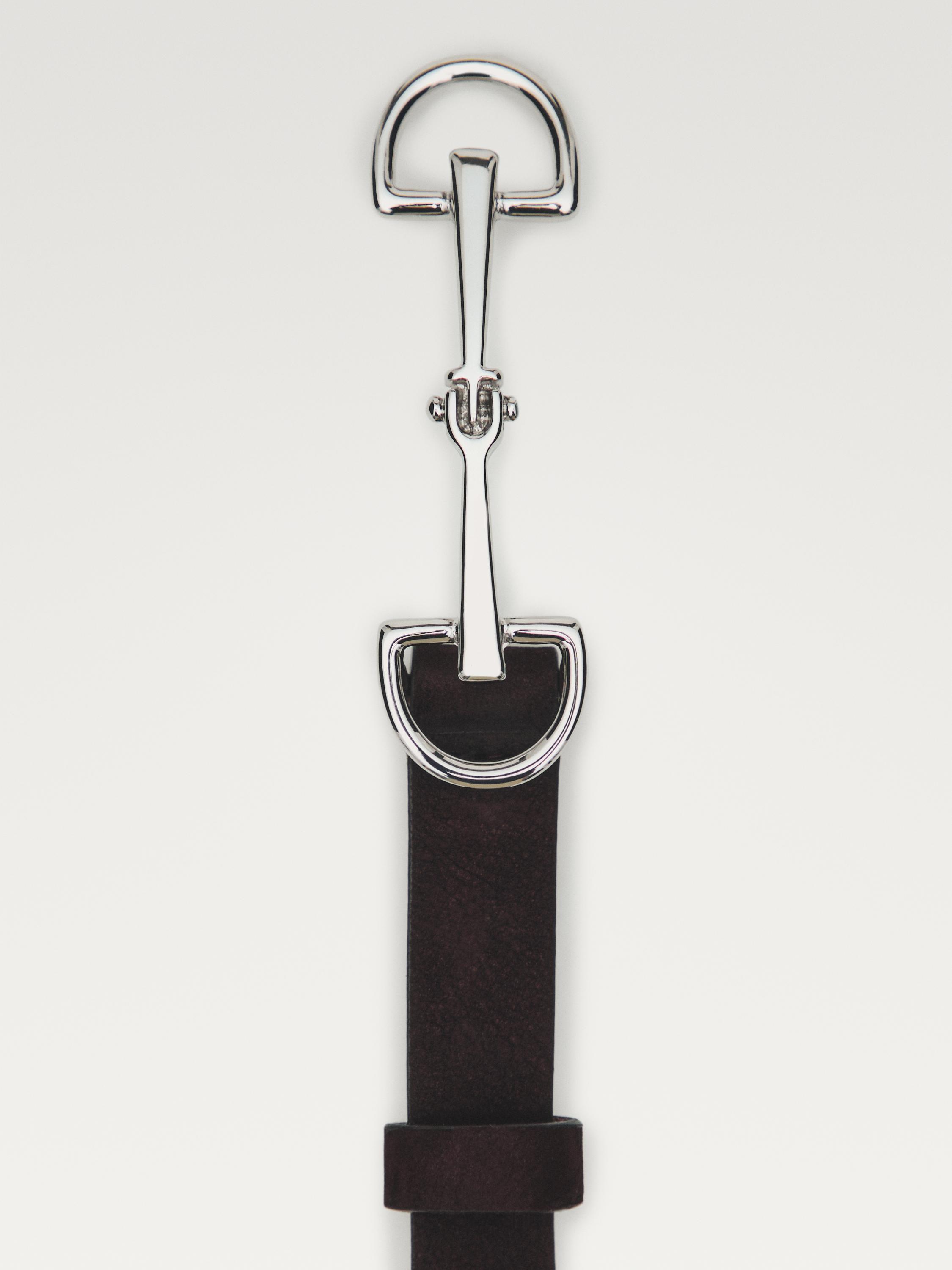 Nubuck leather equestrian belt — BROWN