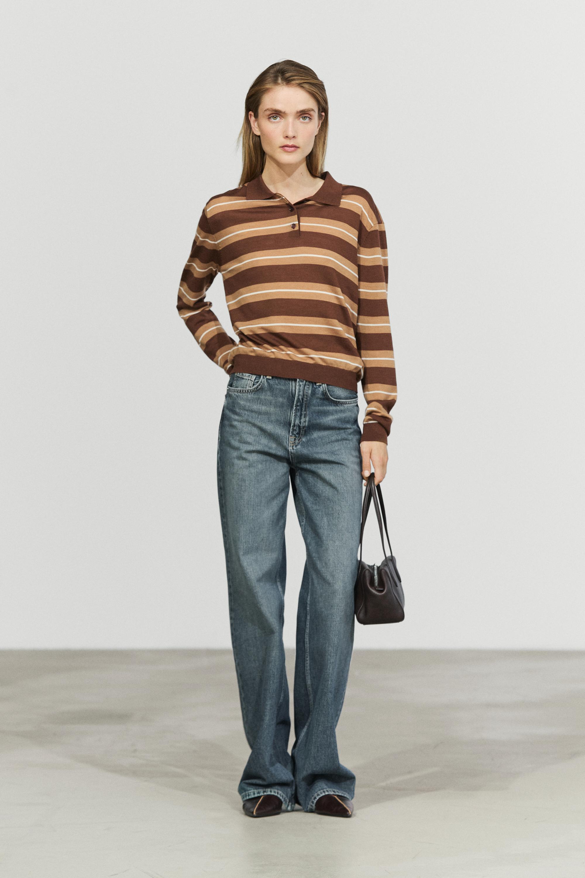 Striped polo sweater — TOFFEE