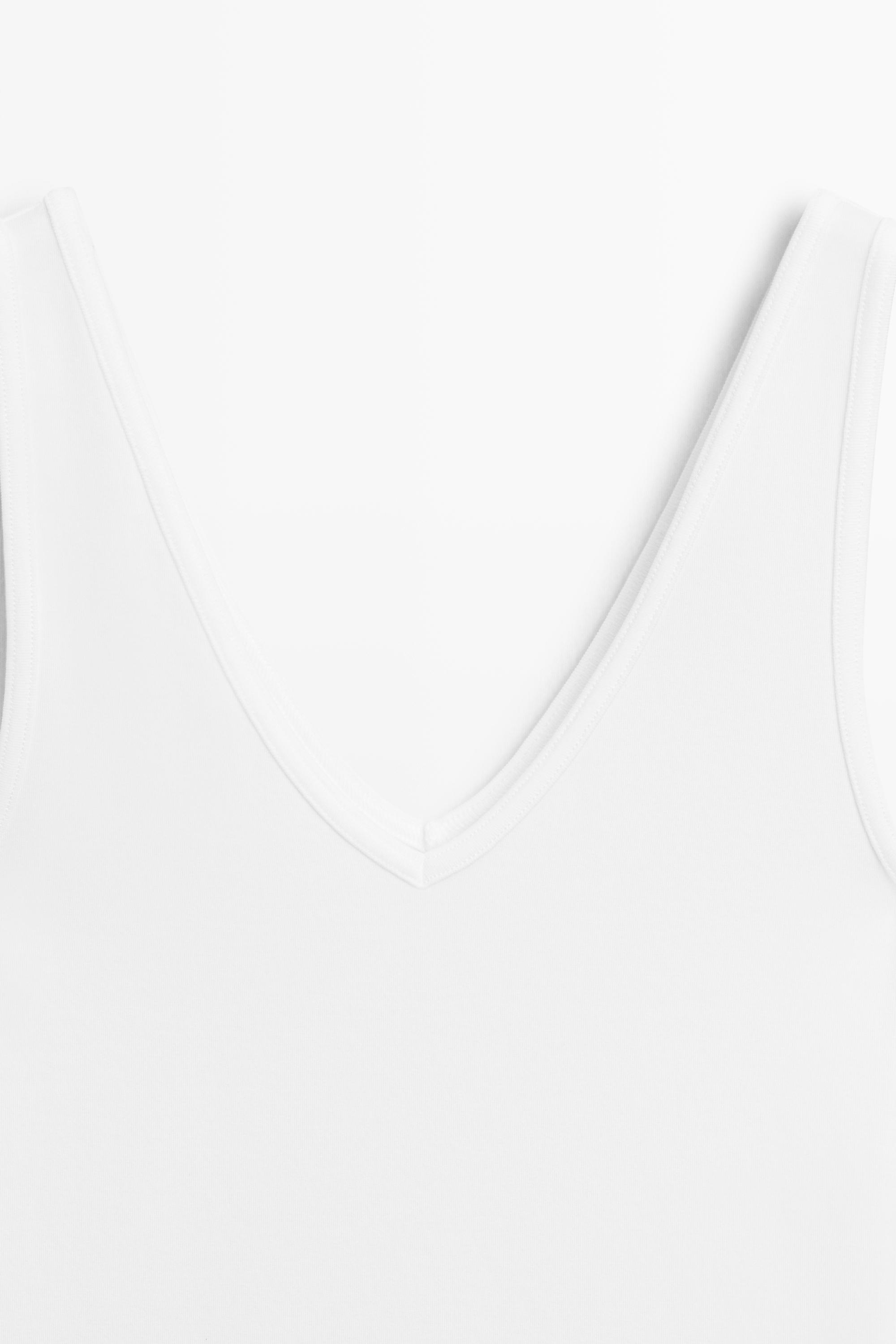 Cotton blend strappy top — WHITE