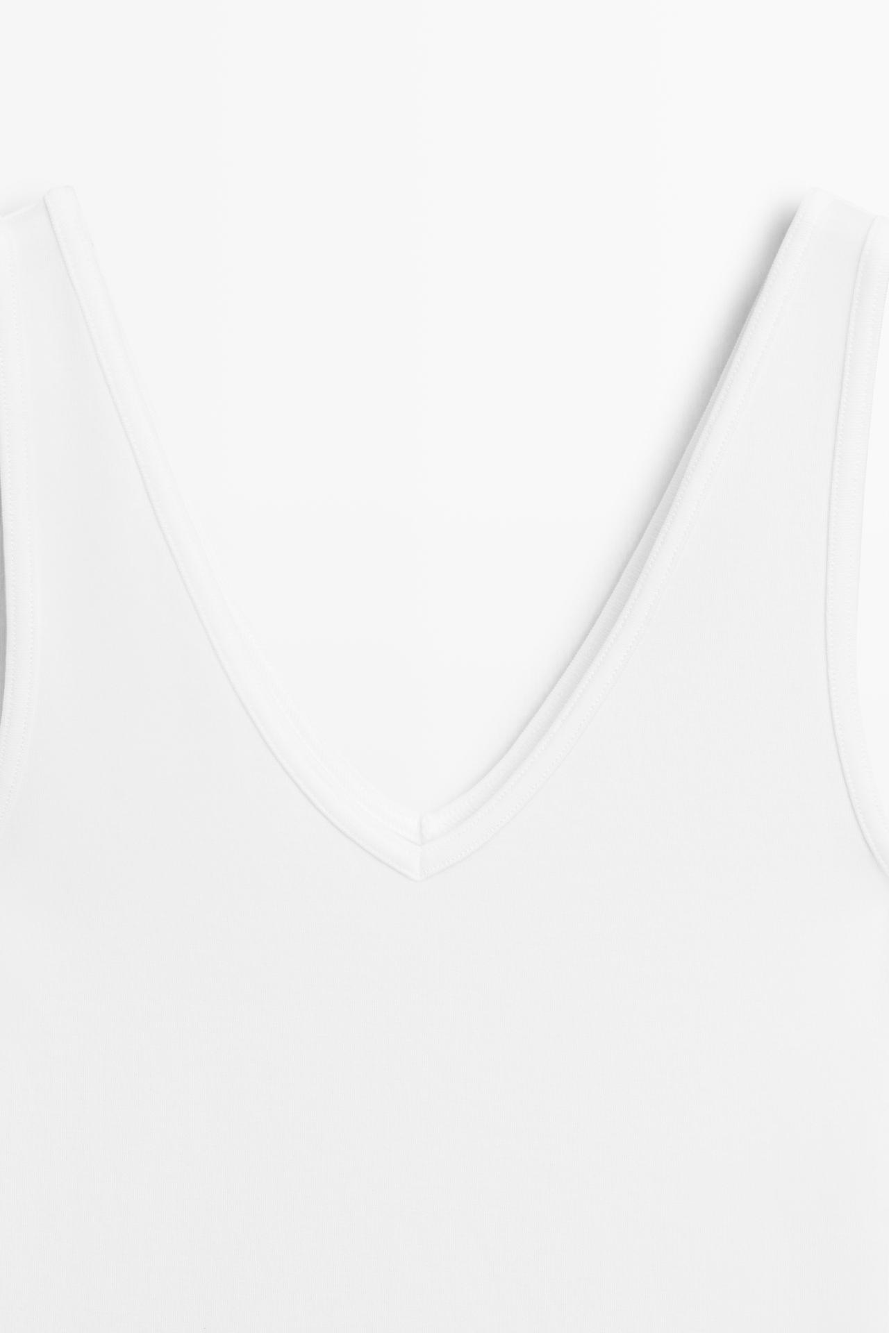 Cotton blend strappy top — WHITE