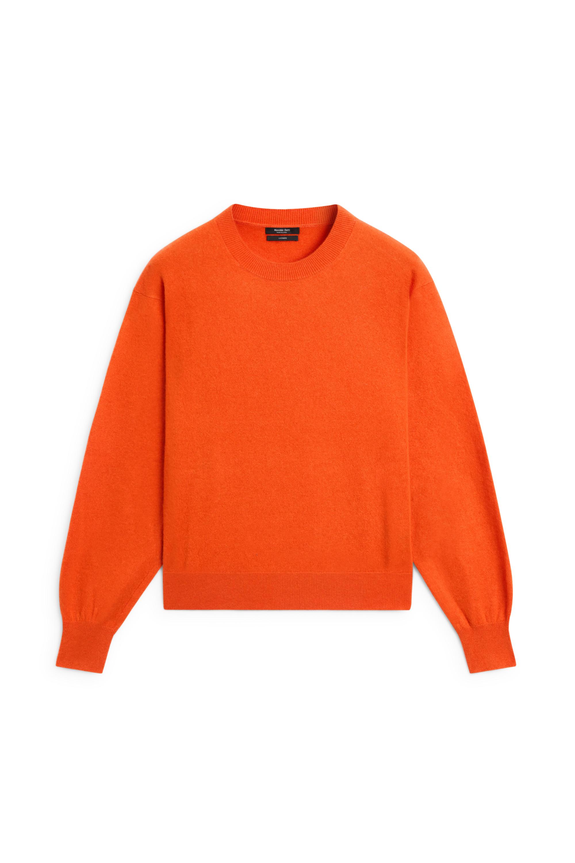 100% cashmere long sleeve sweater — ORANGE