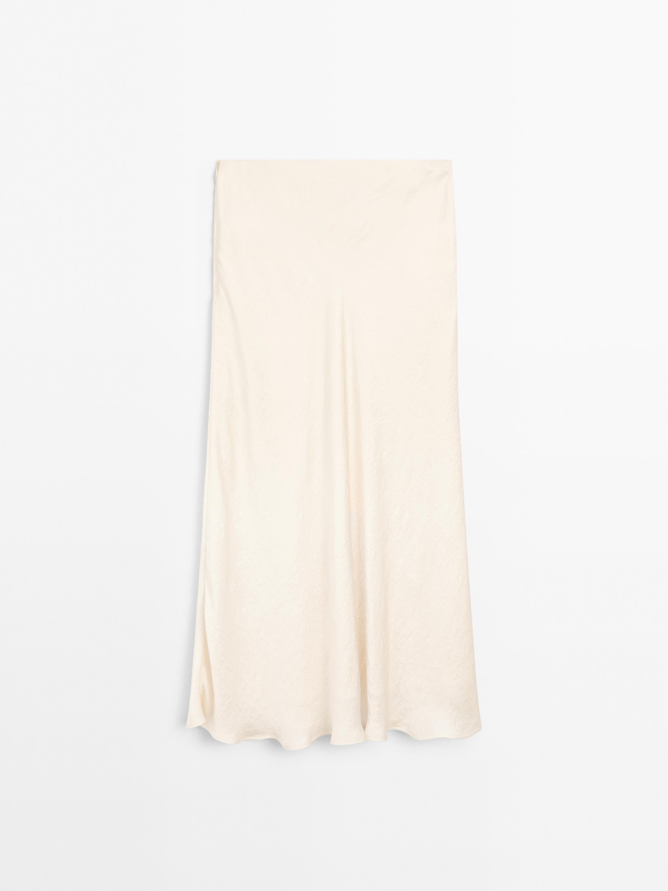 Flowing satin midi skirt