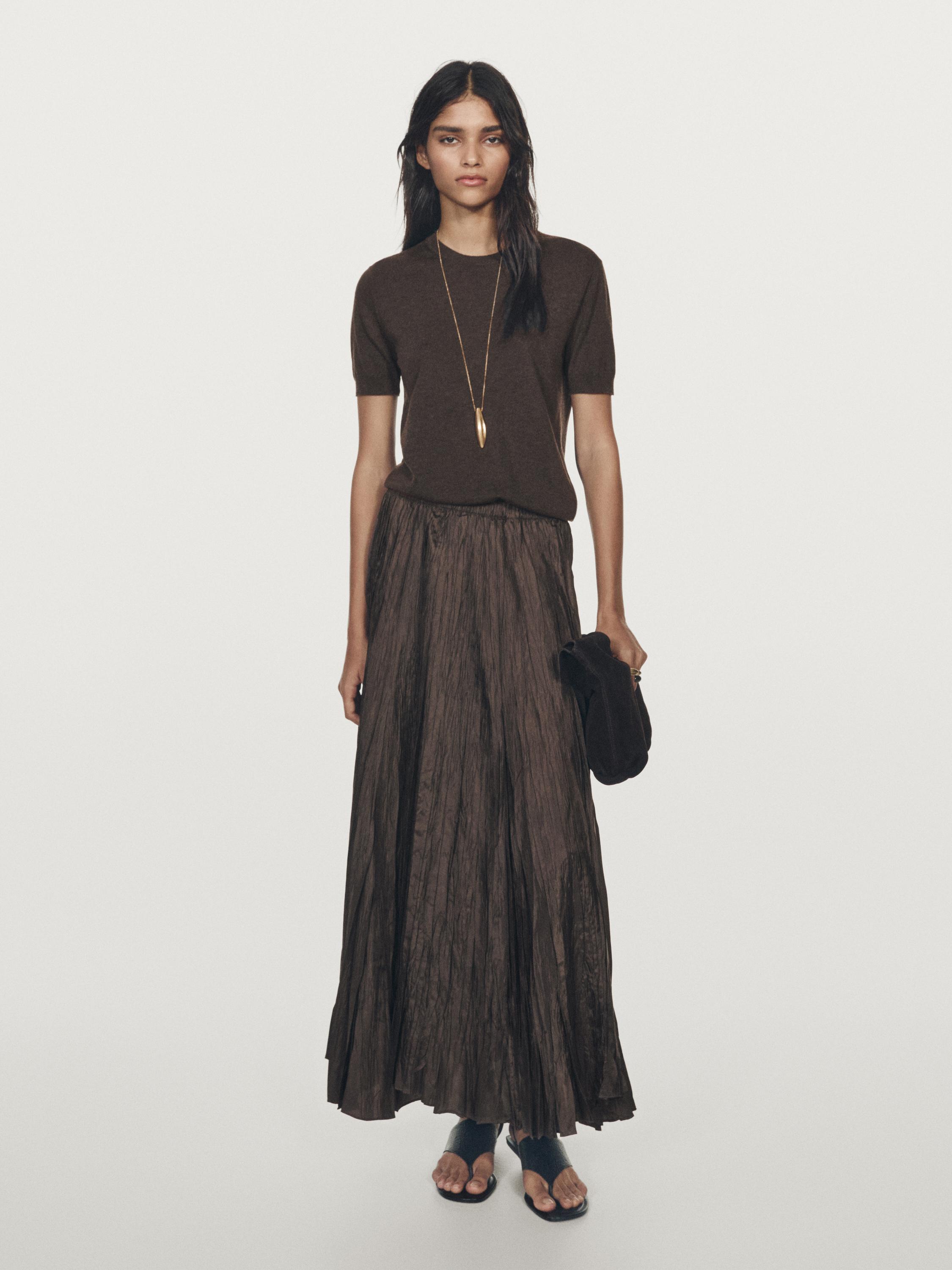 تنورة طويلة بليسيه بمظهر مجعد