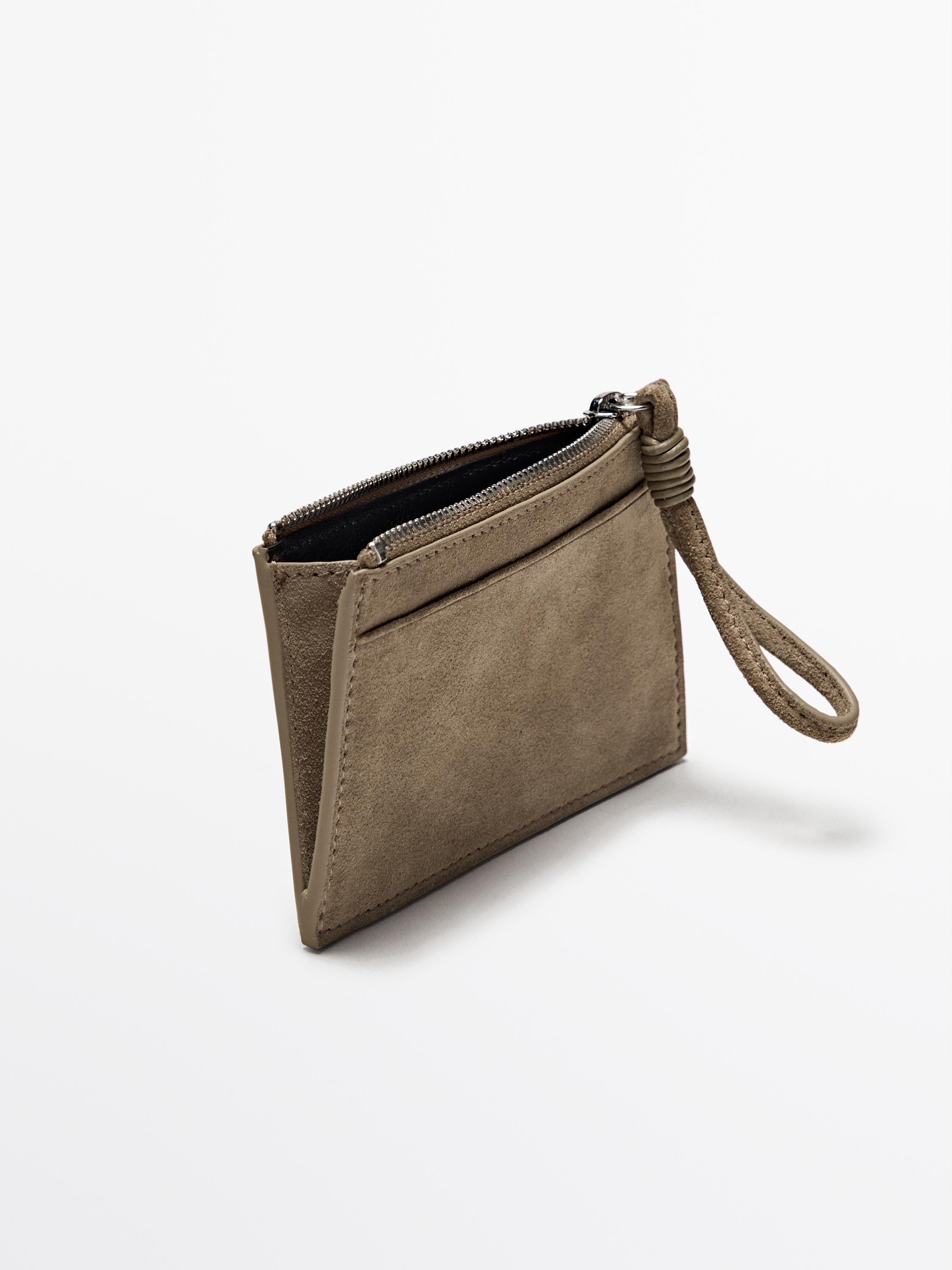 Small split suede leather wallet