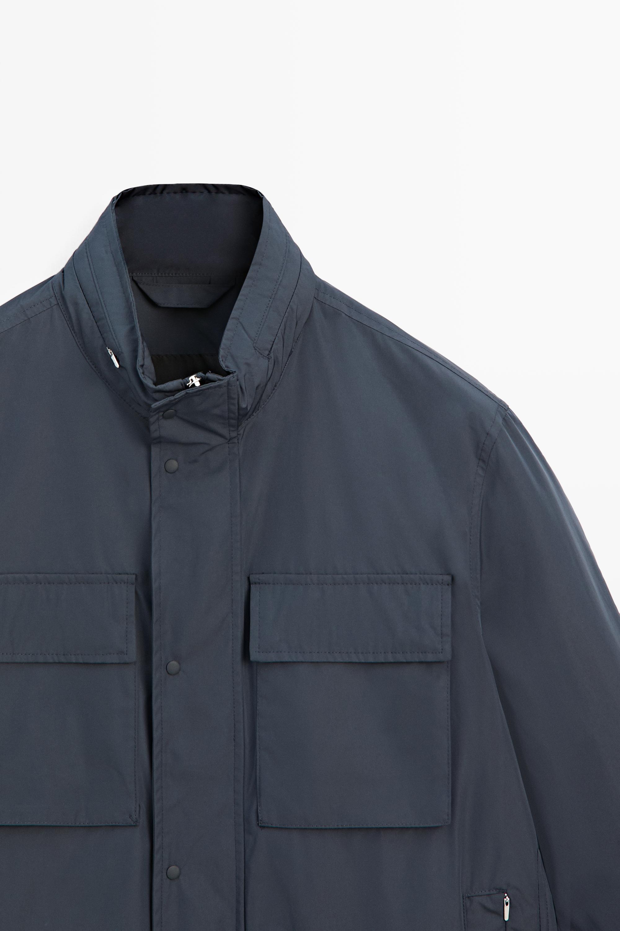 Technical fabric jacket with pocket details — BLUE