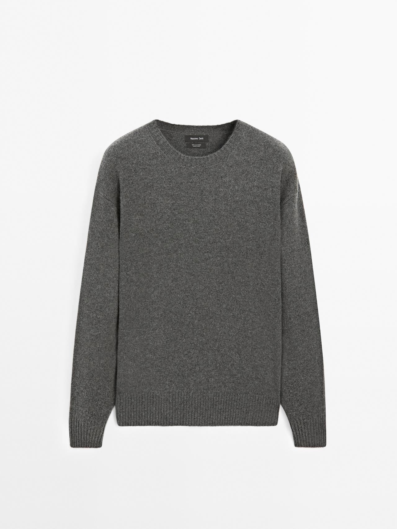 Massimo Dutti - Herre - Strikket Trøje I 100 % Kashmir - Grå - L