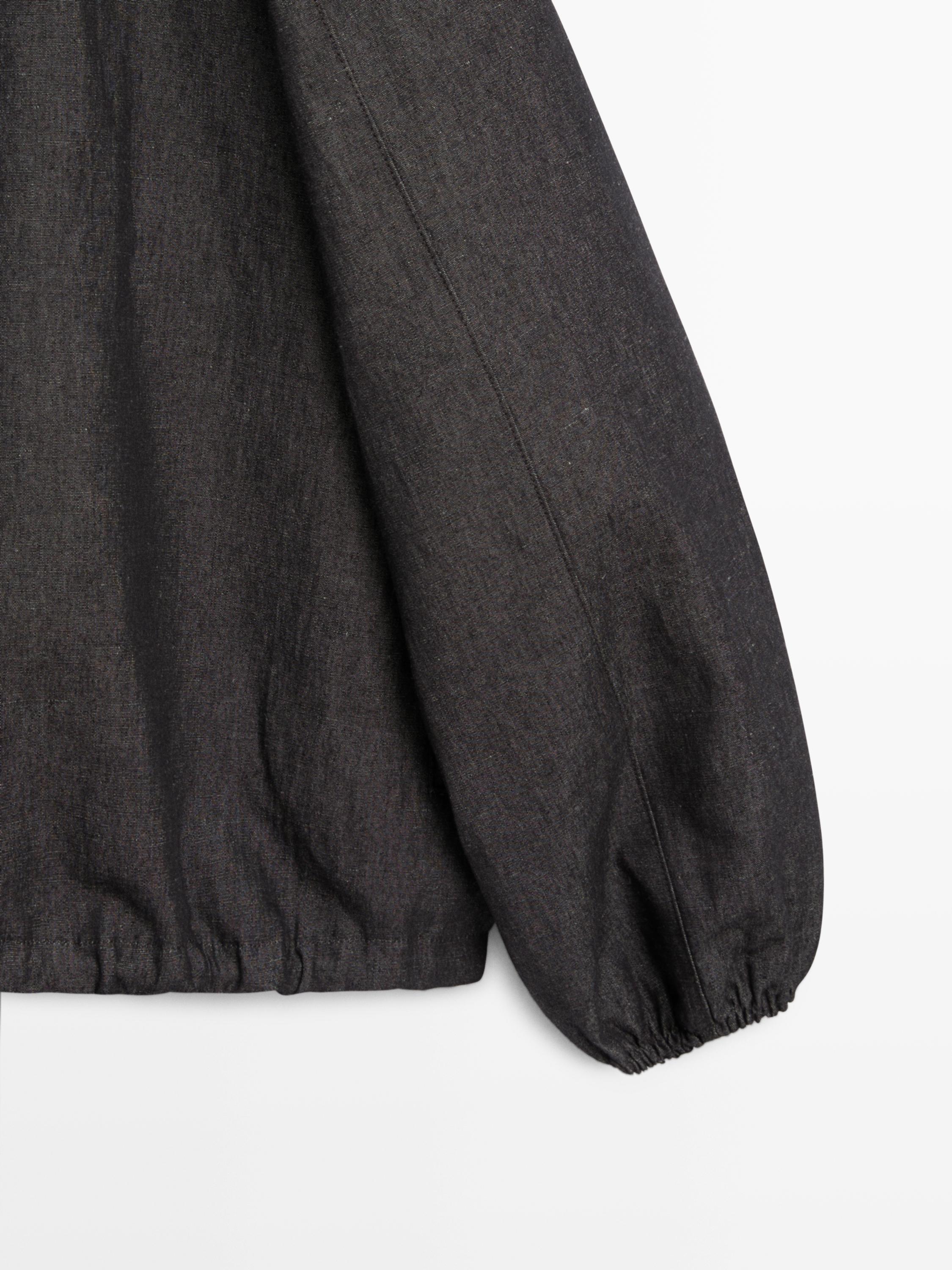 Linen blend bomber jacket — BLUISH GREY